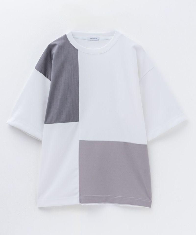URBAN COLLECTION カットジョーゼット 布帛パネル切替テーパードTシャツ メンズ メール便 対応商品商品画像-15