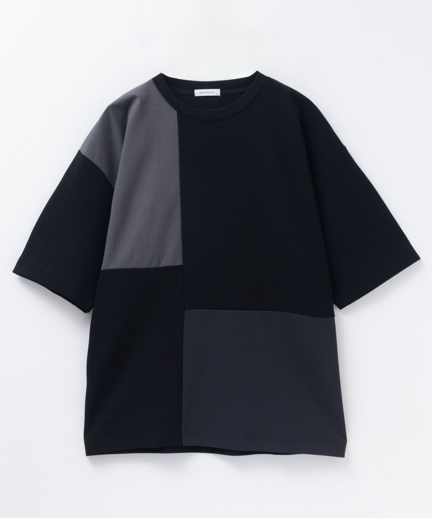 URBAN COLLECTION カットジョーゼット 布帛パネル切替テーパードTシャツ メンズ ネコポス 対応商品
