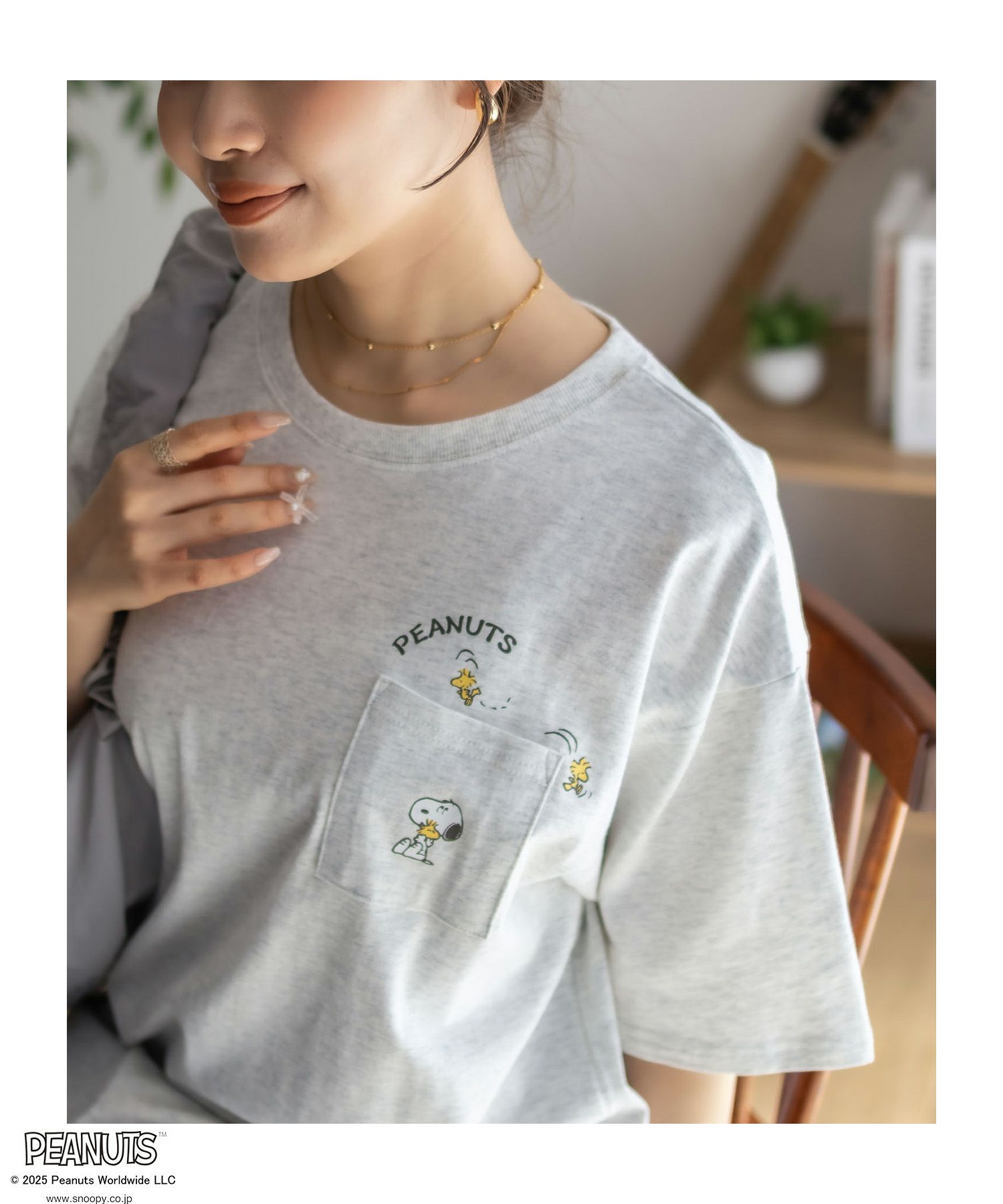 PEANUTS SNOOPY ポケットTシャツ レディース メール便 対応商品商品サムネイル-2