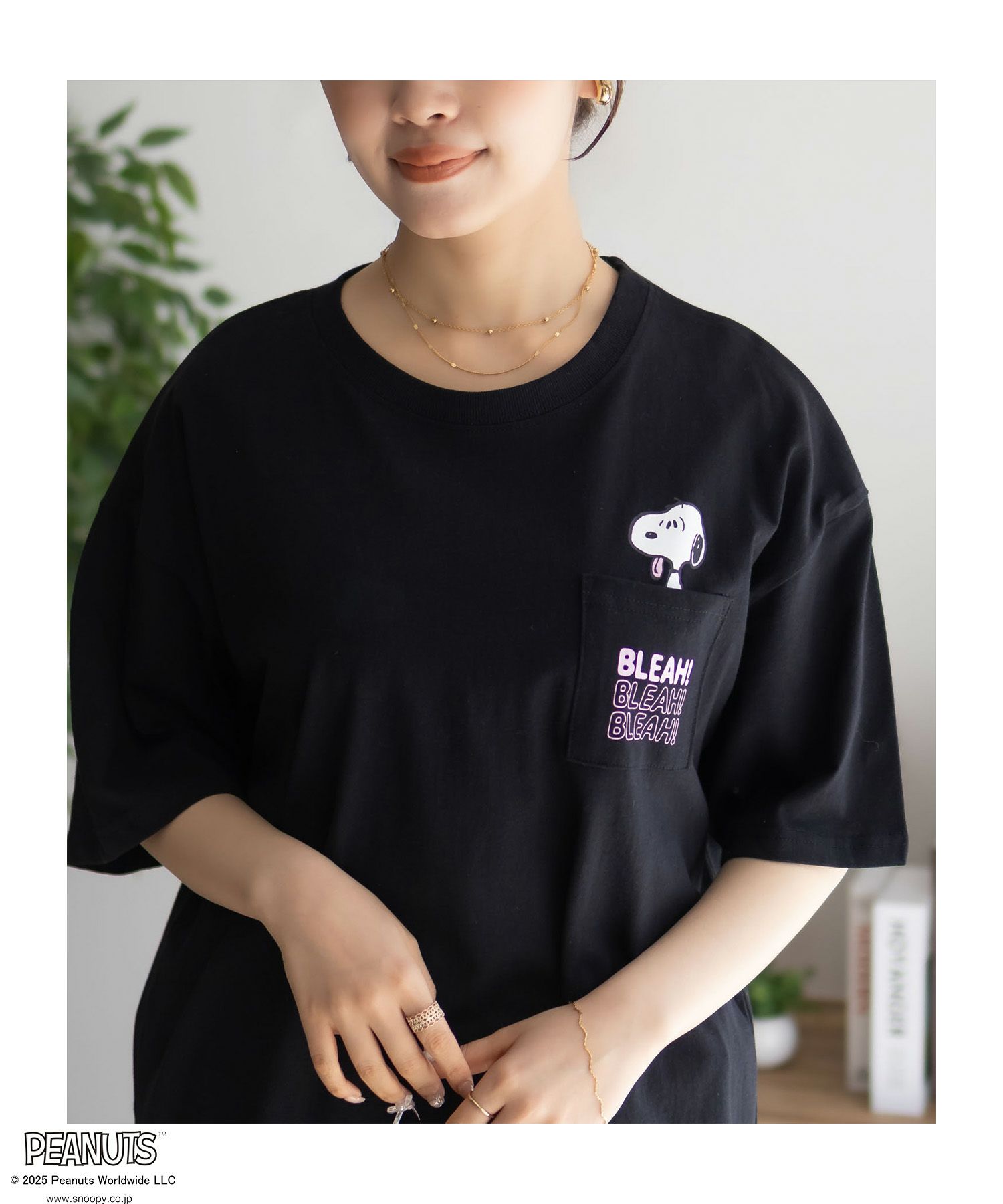 PEANUTS SNOOPY ポケットTシャツ レディース メール便 対応商品商品サムネイル-3