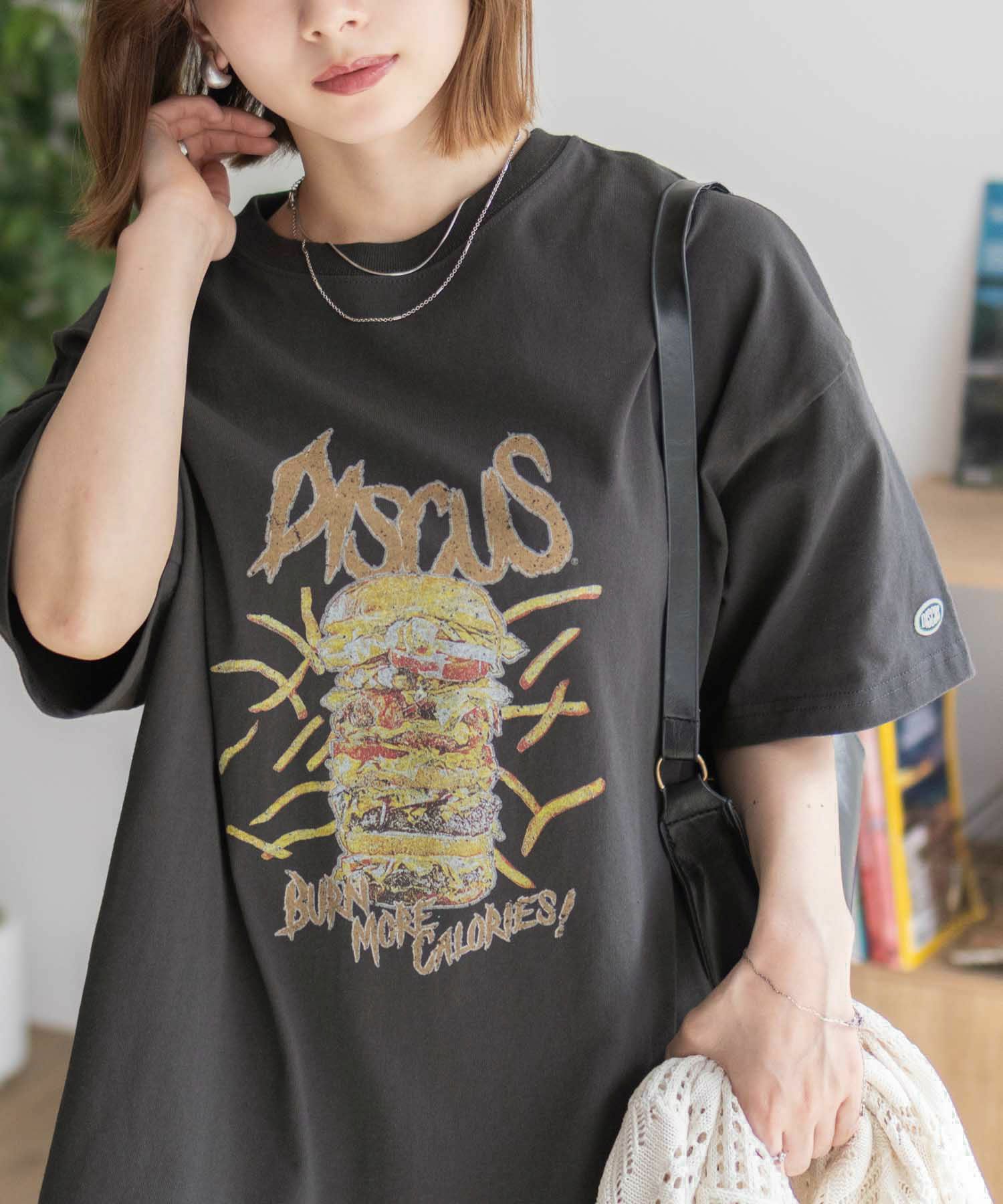 DISCUS  プリントビッグTシャツ バーガー レディース メール便 対応商品商品サムネイル-2