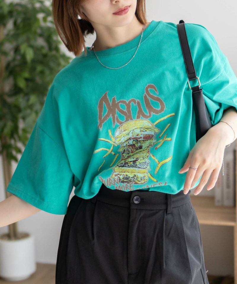 DISCUS  プリントビッグTシャツ バーガー レディース メール便 対応商品商品画像-6