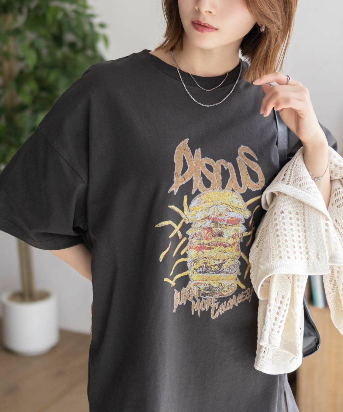 DISCUS プリントビッグTシャツ バーガー レディース ネコポス 対応商品
