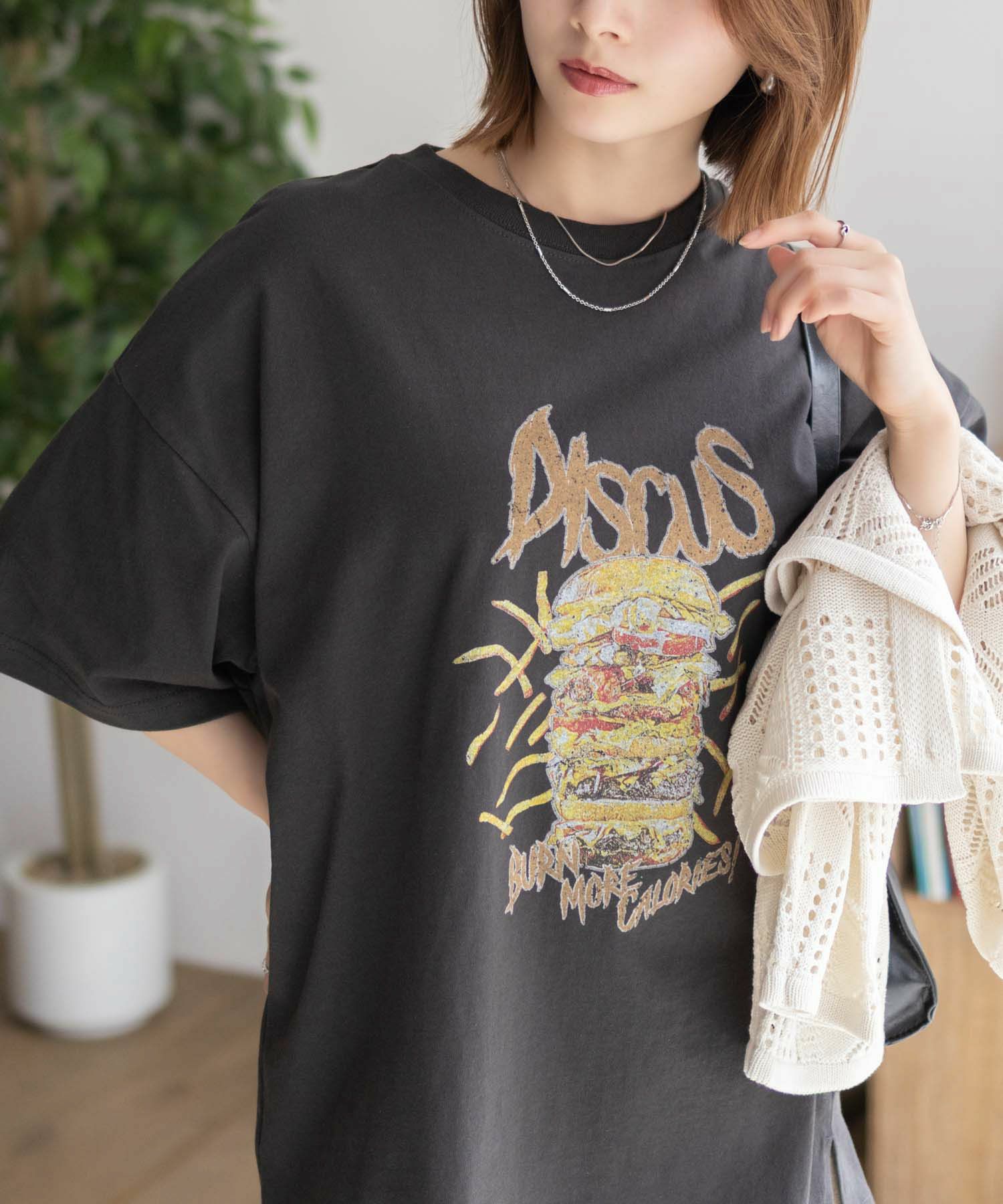 DISCUS プリントビッグTシャツ バーガー レディース ネコポス 対応商品