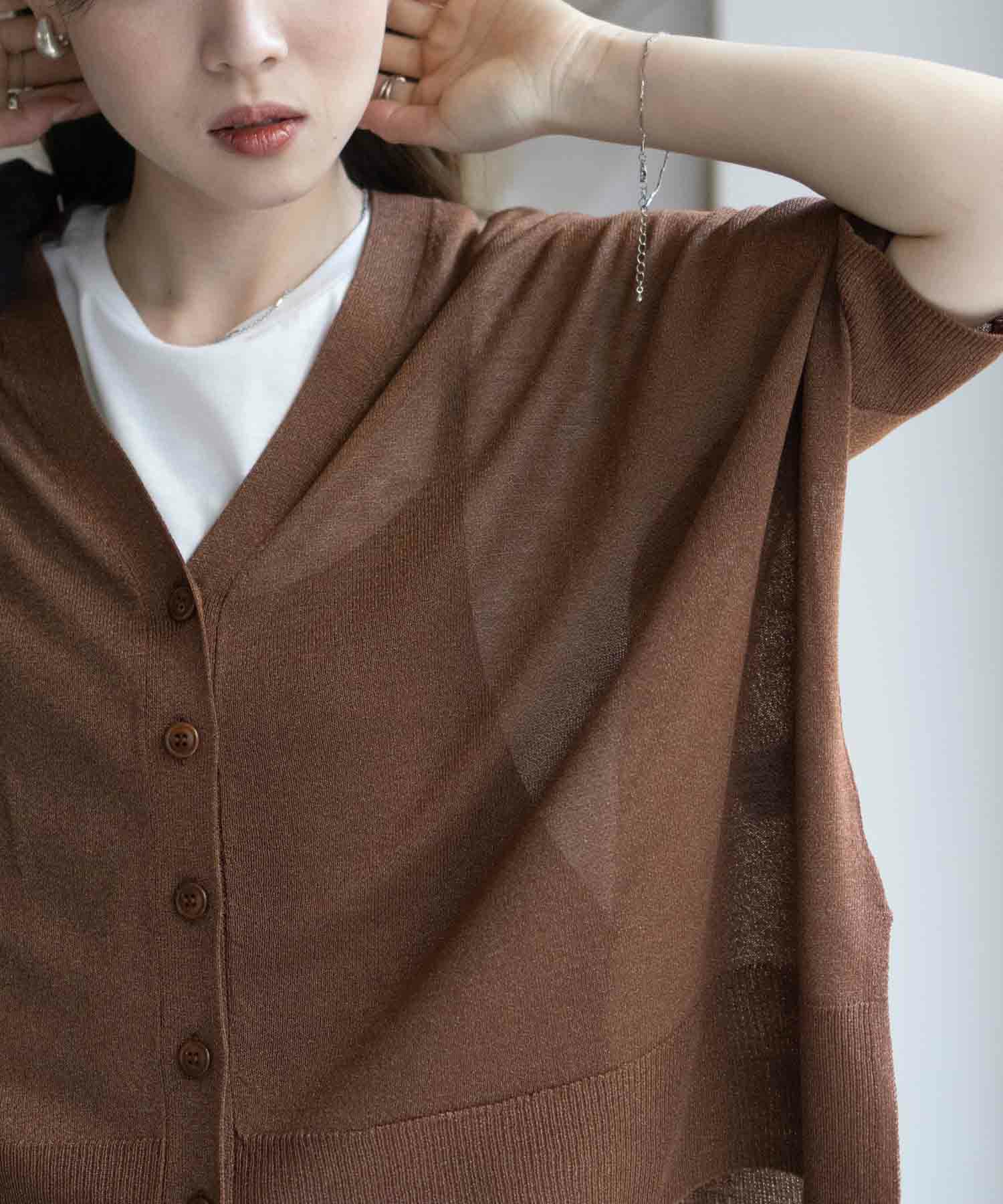 nAvy ポンチョシルエット5分袖Vネックカーディガン レディース