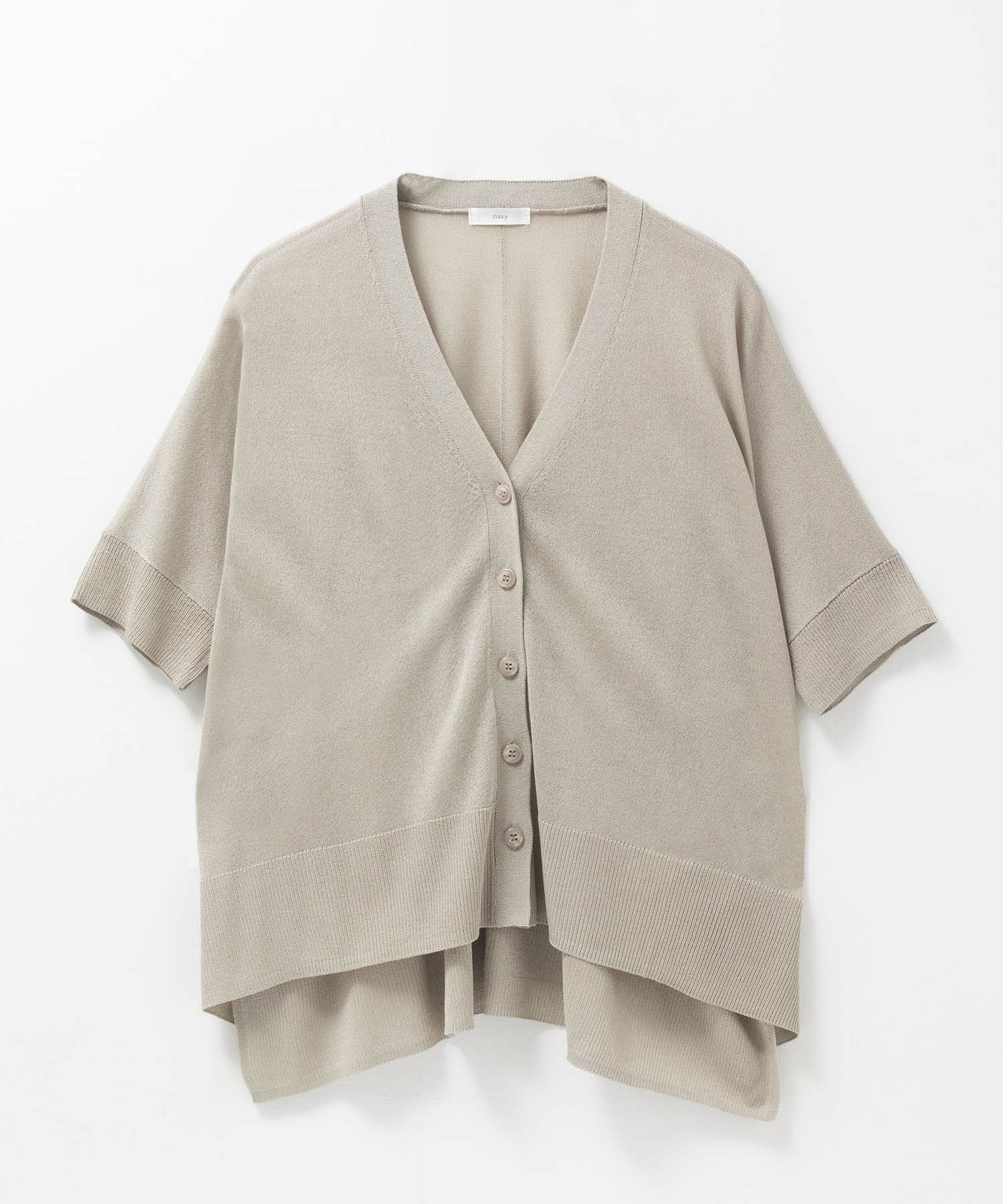 nAvy ポンチョシルエット5分袖Vネックカーディガン レディース