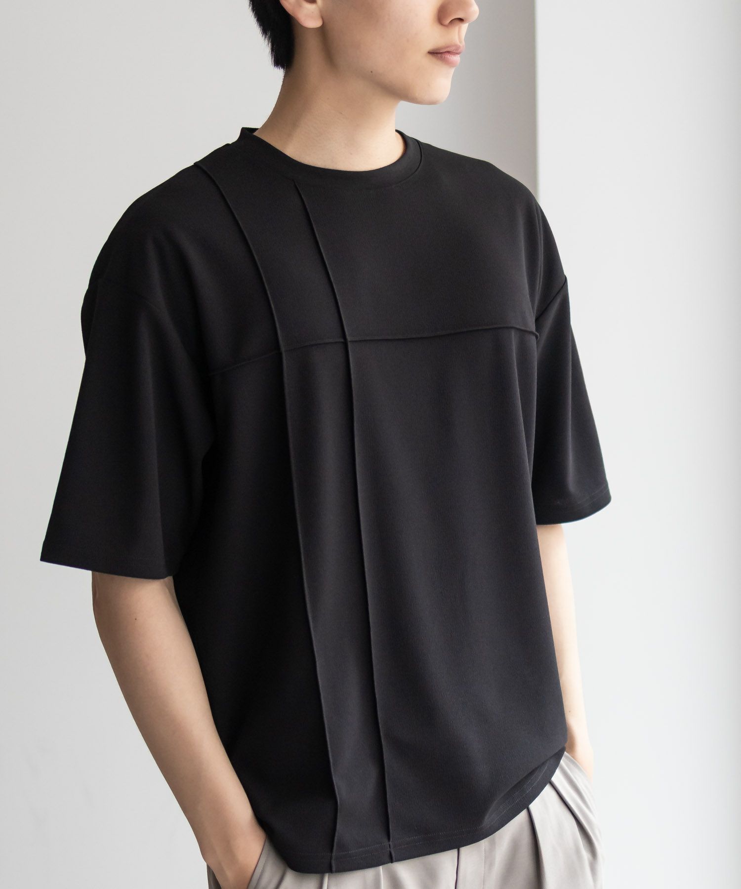 URBAN COLLECTION  AIR Smoosy カットジョーゼットピンタックテーパードTシャツ メンズ メール便 対応商品商品サムネイル-1