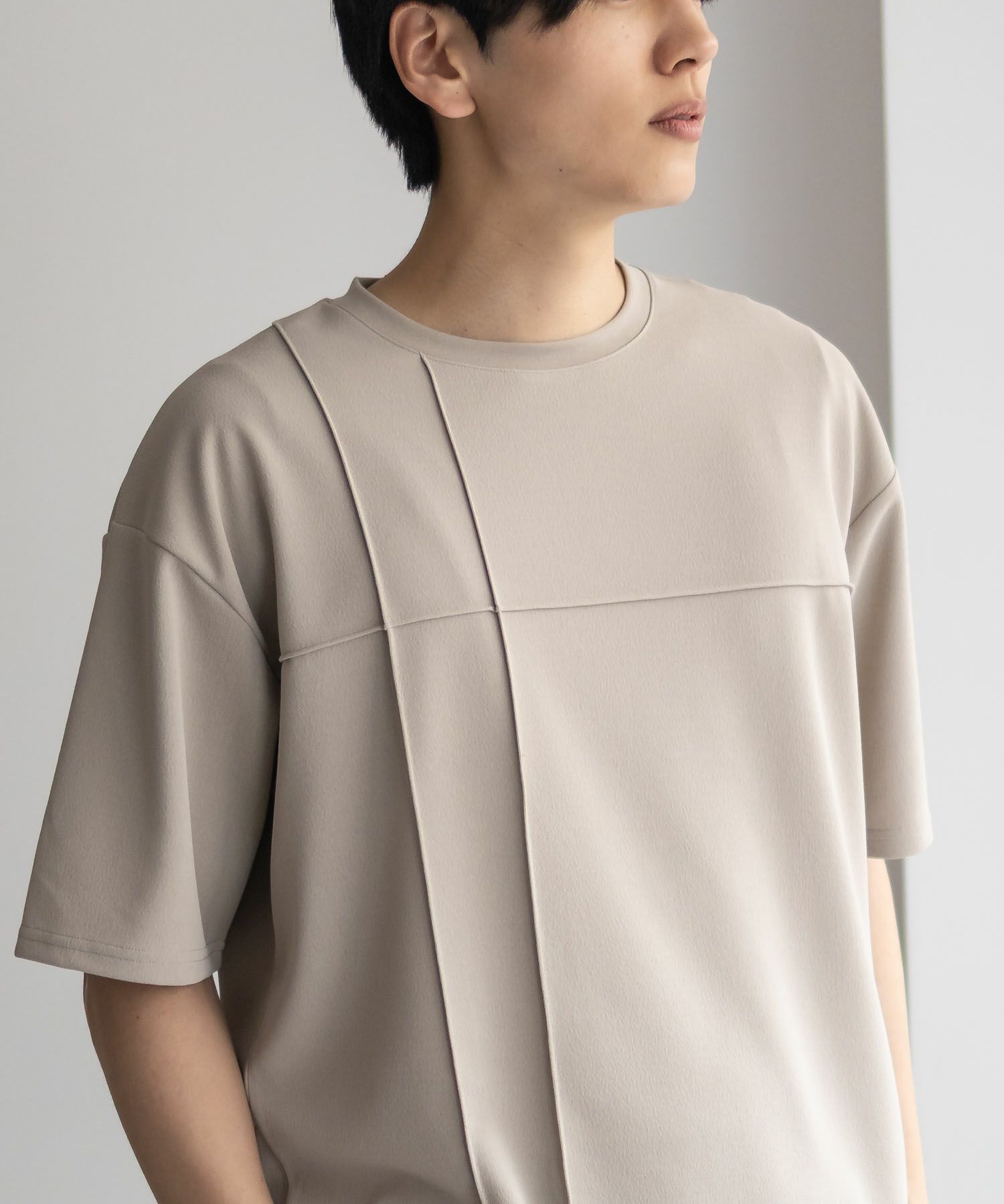 URBAN COLLECTION  AIR Smoosy カットジョーゼットピンタックテーパードTシャツ メンズ メール便 対応商品商品サムネイル-2