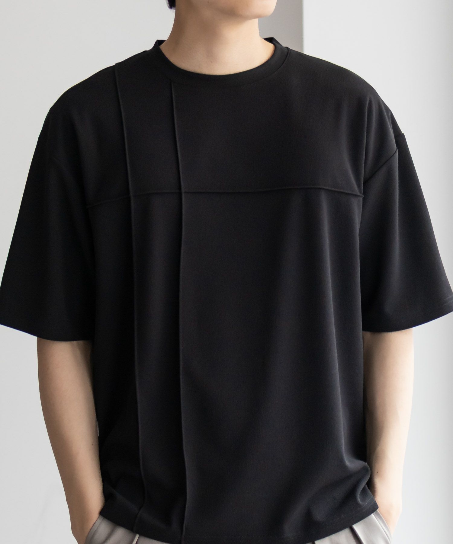 URBAN COLLECTION AIR Smoosy カットジョーゼットピンタックテーパードTシャツ メンズ ネコポス 対応商品