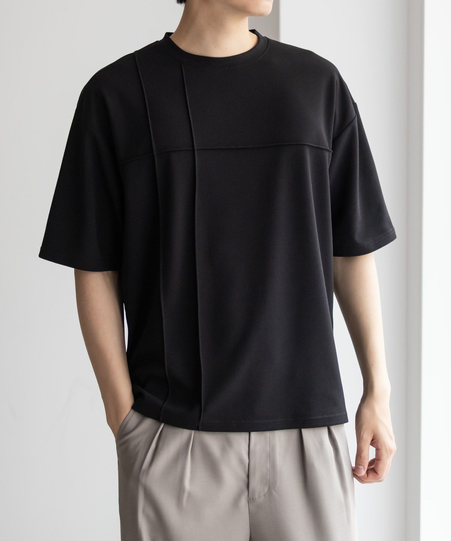 URBAN COLLECTION AIR Smoosy カットジョーゼットピンタックテーパードTシャツ メンズ メール便 対応商品商品サムネイル-4