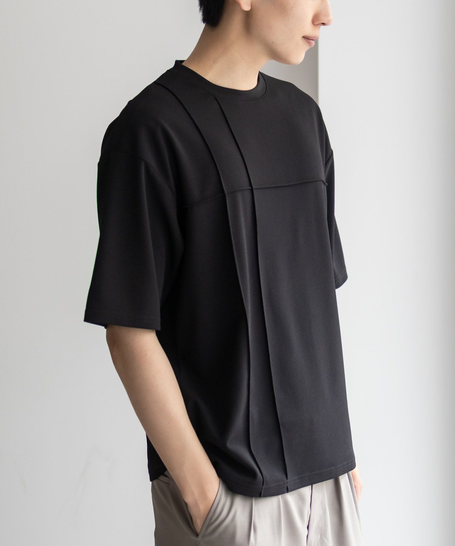 URBAN COLLECTION AIR Smoosy カットジョーゼットピンタックテーパードTシャツ メンズ メール便 対応商品商品サムネイル-7