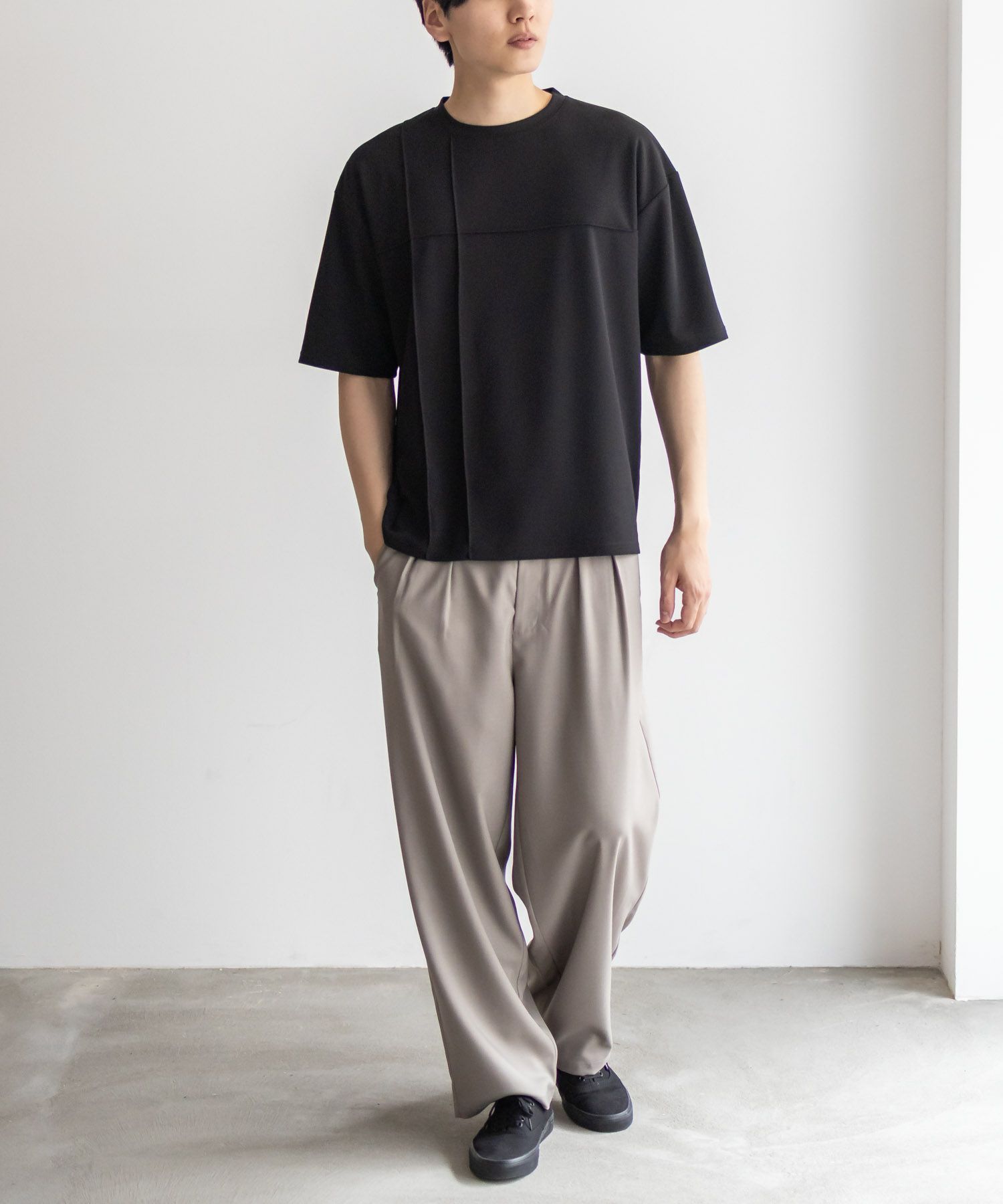 URBAN COLLECTION AIR Smoosy カットジョーゼットピンタックテーパードTシャツ メンズ ネコポス 対応商品