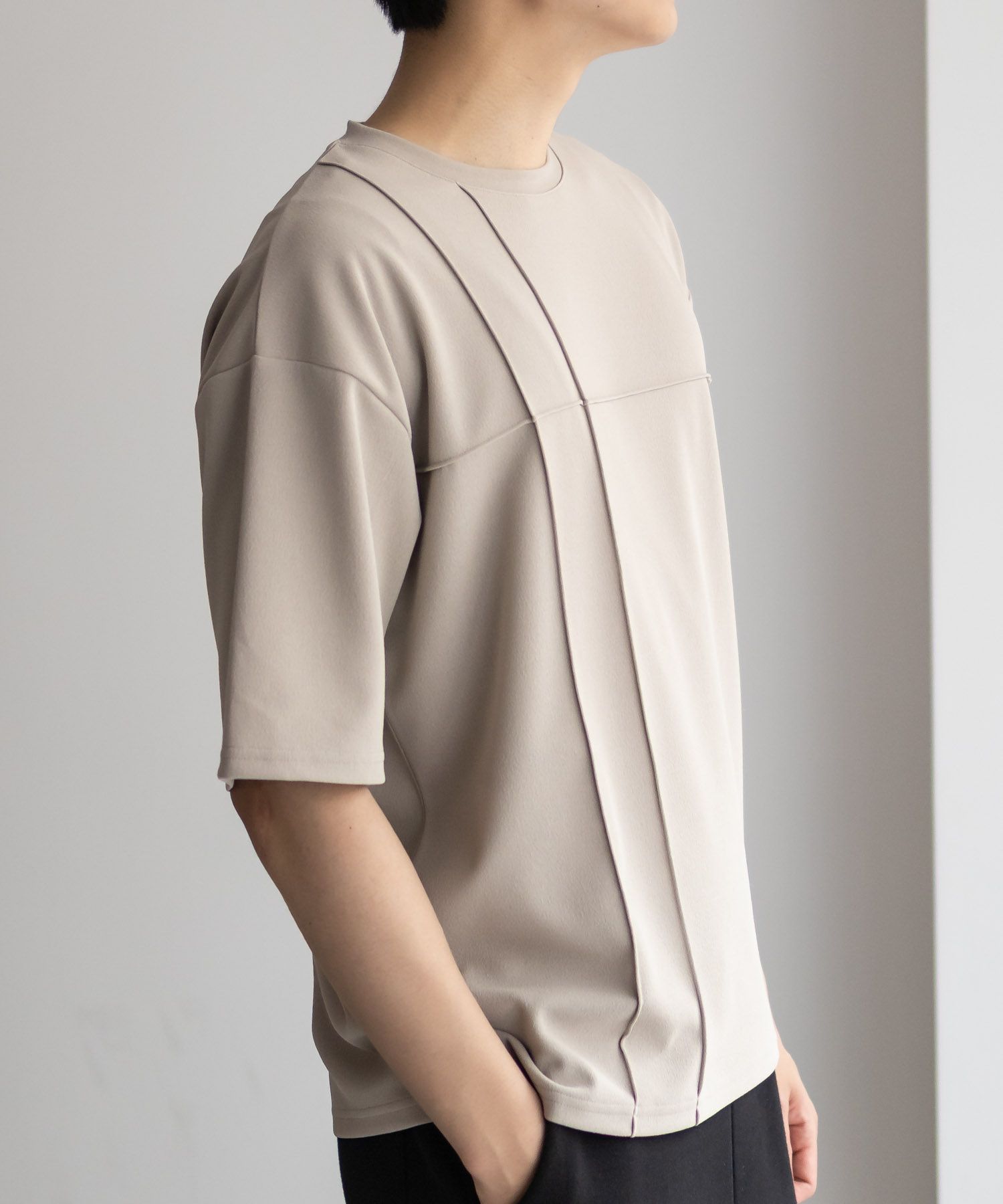 URBAN COLLECTION AIR Smoosy カットジョーゼットピンタックテーパードTシャツ メンズ ネコポス 対応商品