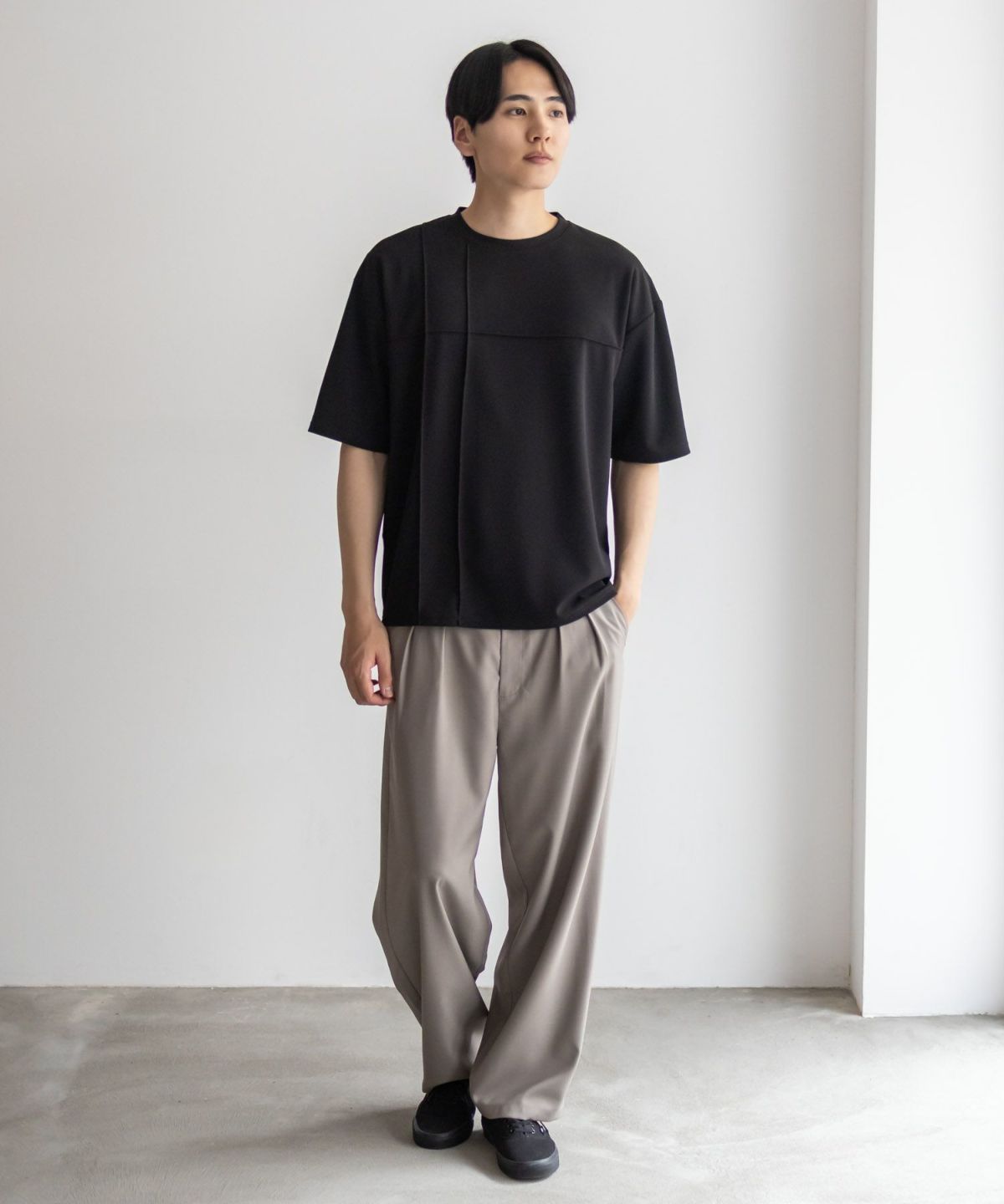 URBAN COLLECTION AIR Smoosy カットジョーゼットピンタックテーパードTシャツ メンズ ネコポス 対応商品