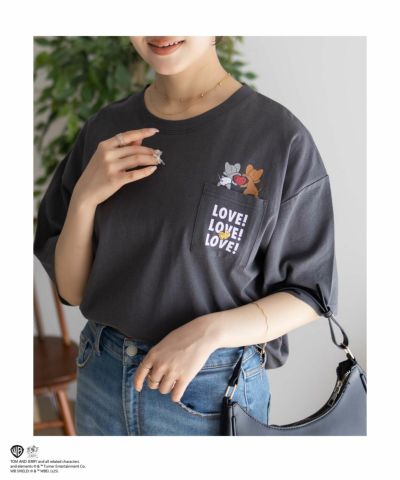 Tom and Jerry ポケット付きTシャツ レディース ネコポス 対応商品