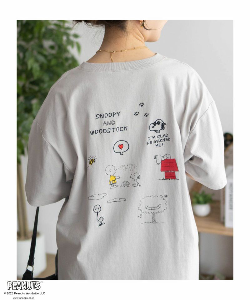 PEANUTS SNOOPY 刺繍プリントTシャツ レディース メール便 対応商品商品画像-3
