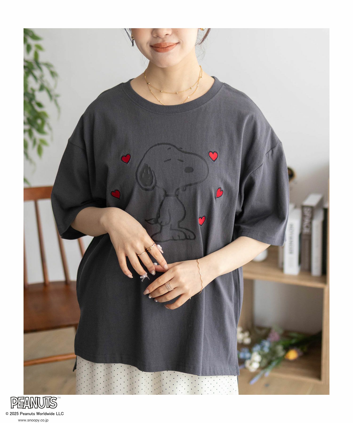 PEANUTS SNOOPY 刺繍プリントTシャツ レディース メール便 対応商品商品サムネイル-5