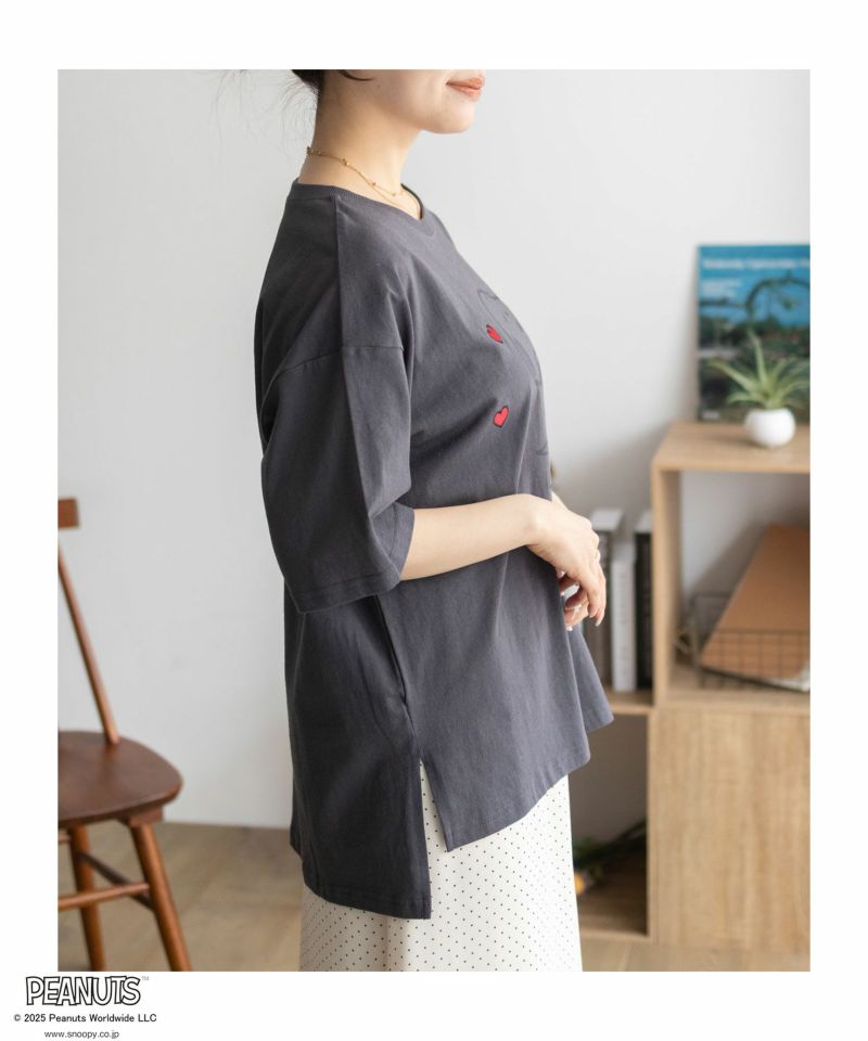 PEANUTS SNOOPY 刺繍プリントTシャツ レディース メール便 対応商品商品画像-8