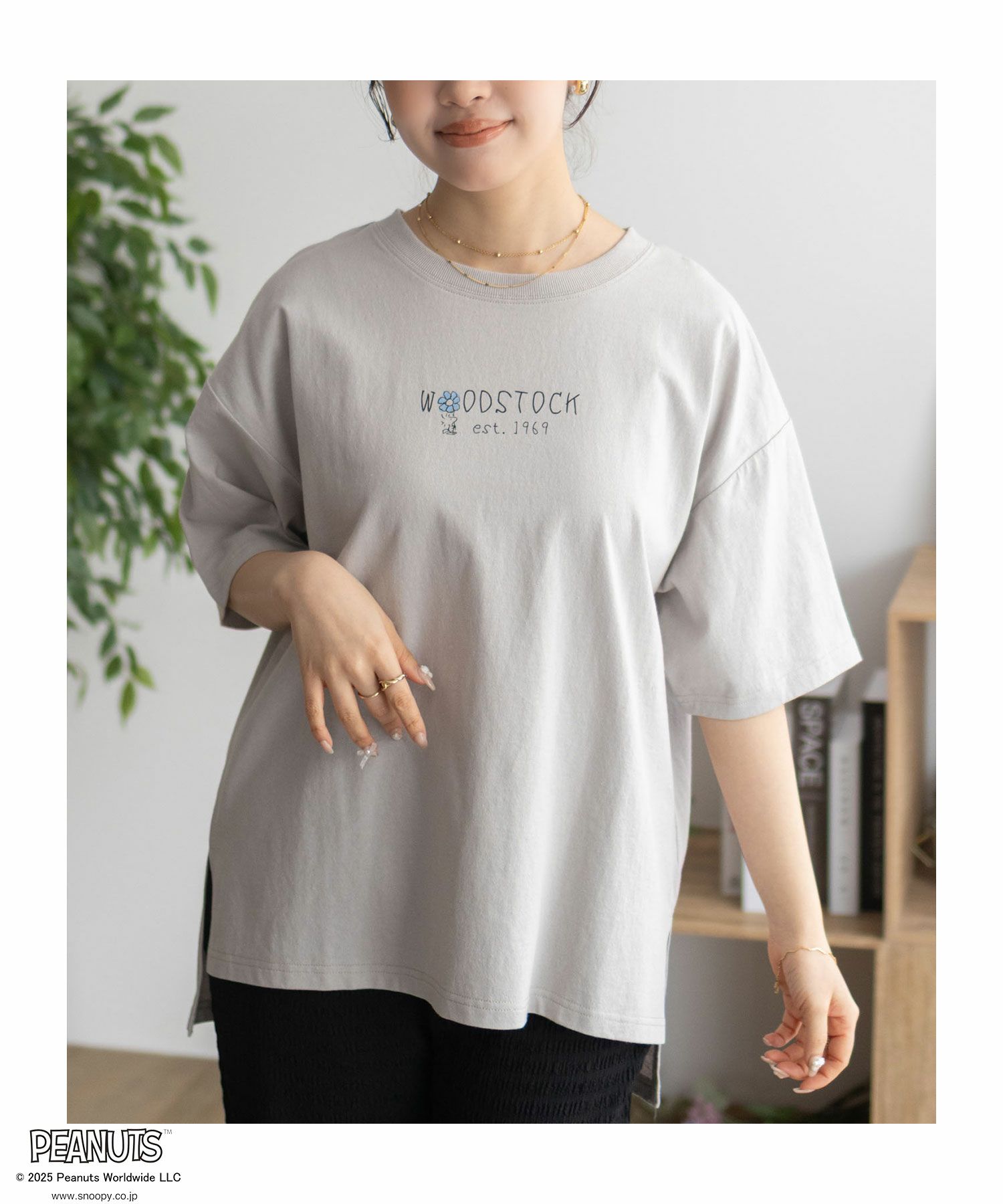 PEANUTS SNOOPY 刺繍プリントTシャツ レディース メール便 対応商品商品サムネイル-15