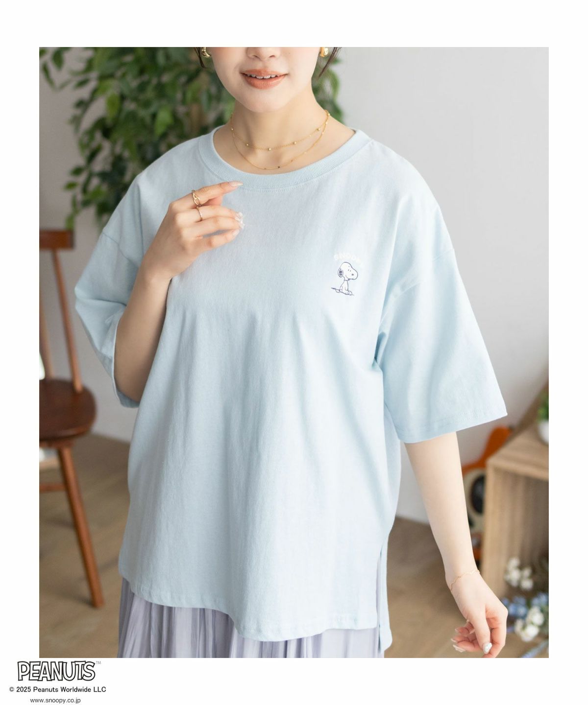 PEANUTS SNOOPY 刺繍プリントTシャツ レディース ネコポス 対応商品