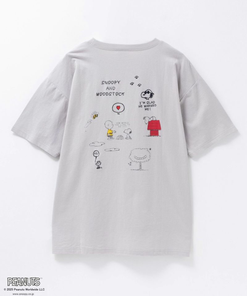 PEANUTS SNOOPY 刺繍プリントTシャツ レディース
