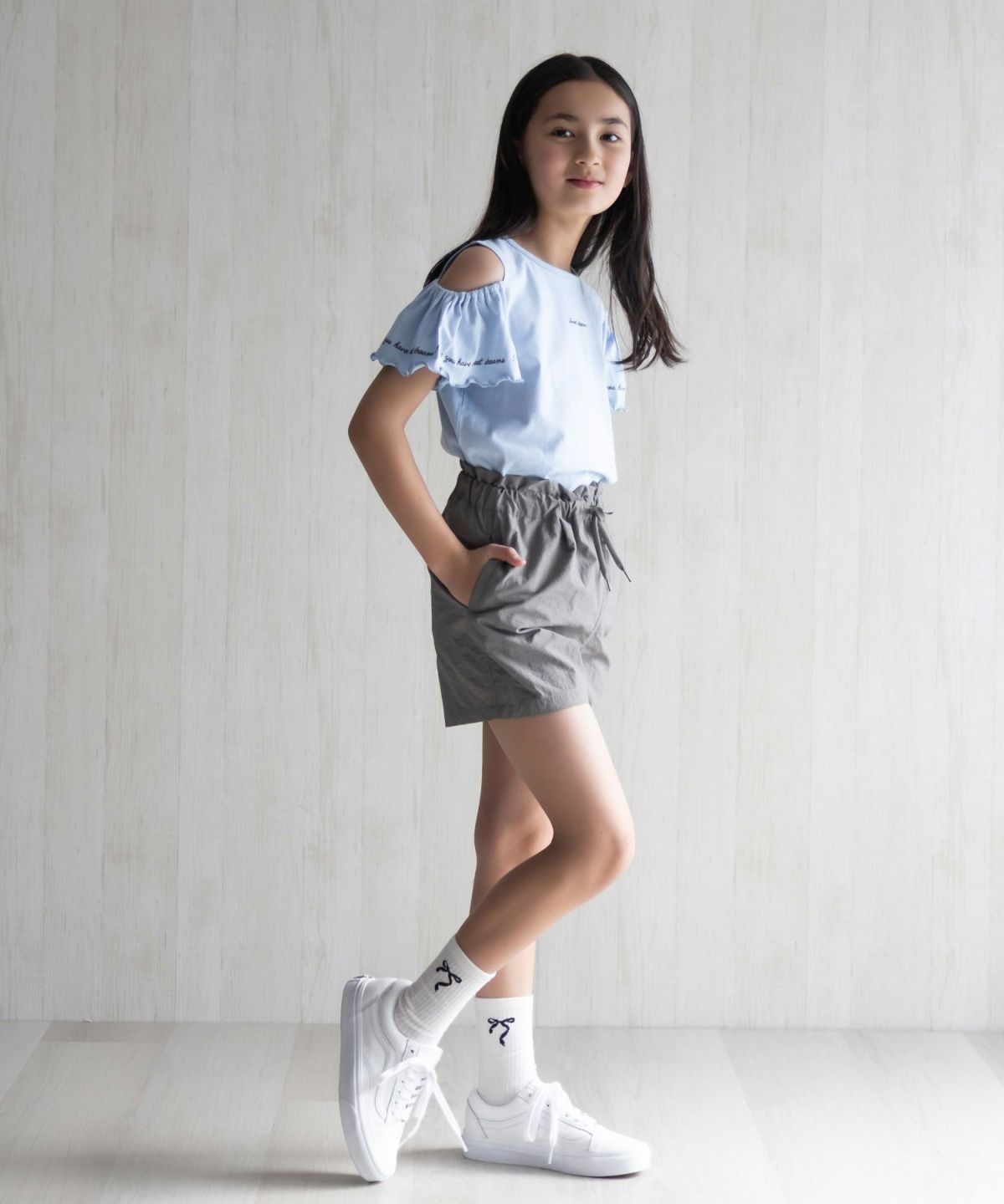 NAVY 水陸両用ガーリーナイロンショートパンツ キッズ