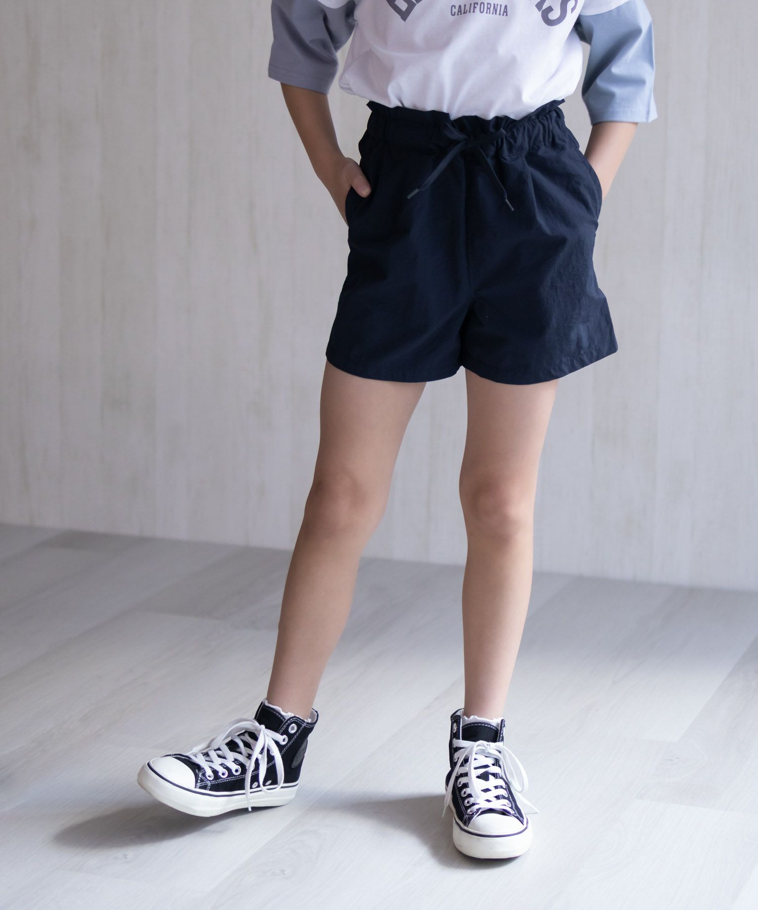 NAVY 水陸両用ガーリーナイロンショートパンツ キッズ