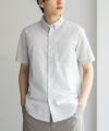 NAVY COOLMAX リネン混ボタンダウン半袖シャツ メンズ