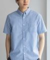 NAVY COOLMAX リネン混ボタンダウン半袖シャツ メンズ