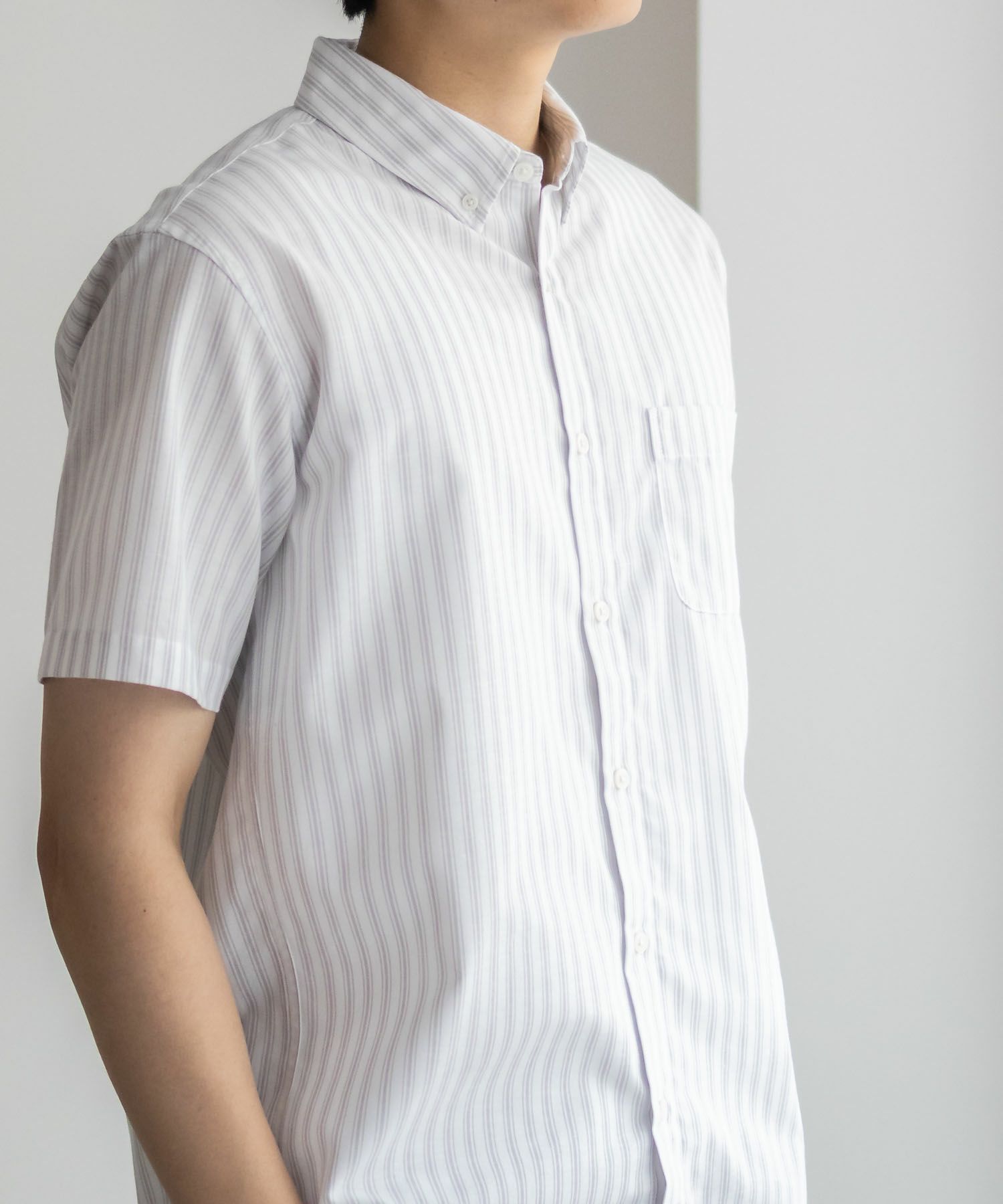 NAVY  COOLMAX リネン混ボタンダウン半袖シャツ メンズ商品画像-9