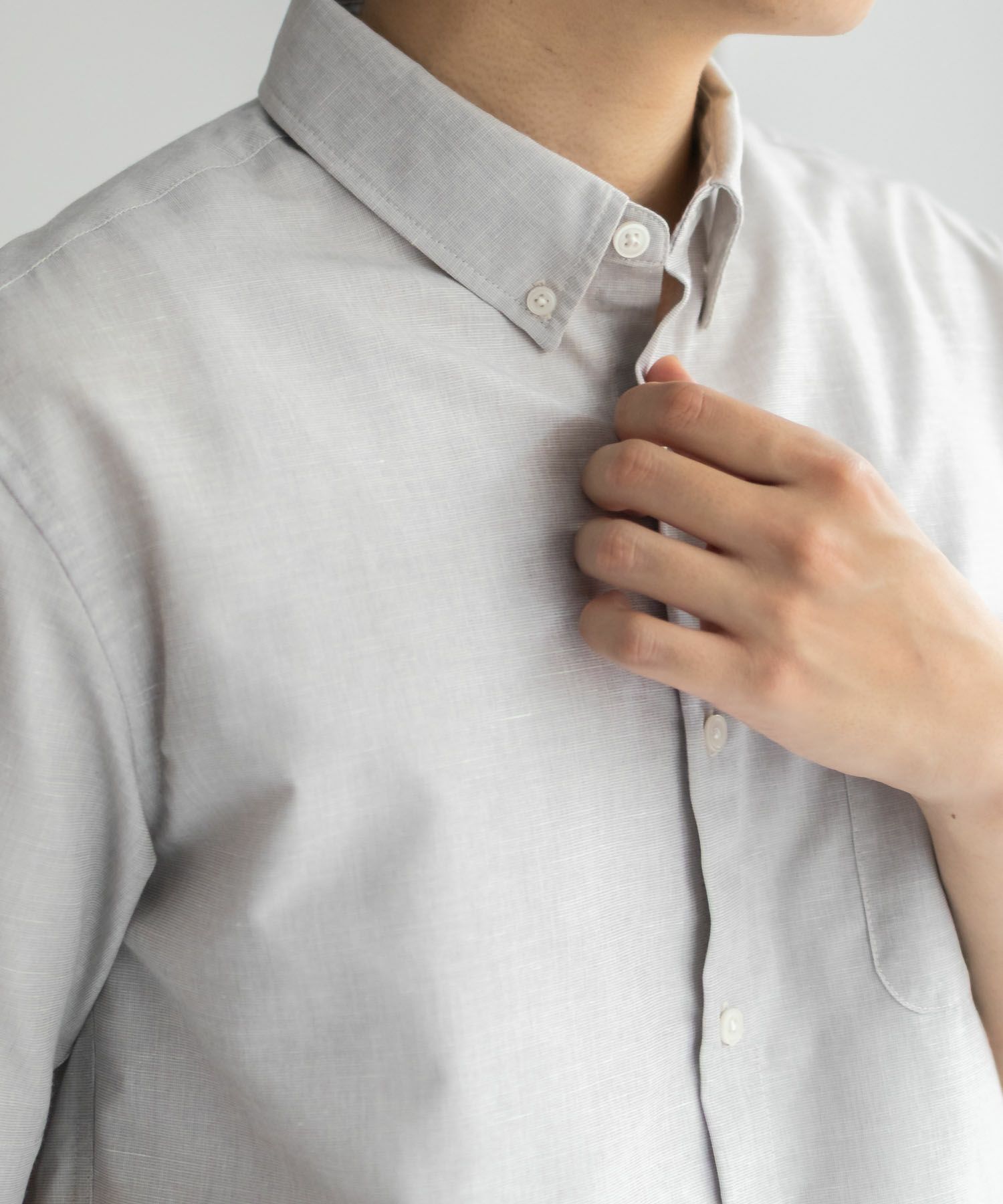 NAVY COOLMAX リネン混ボタンダウン半袖シャツ メンズ商品サムネイル-14