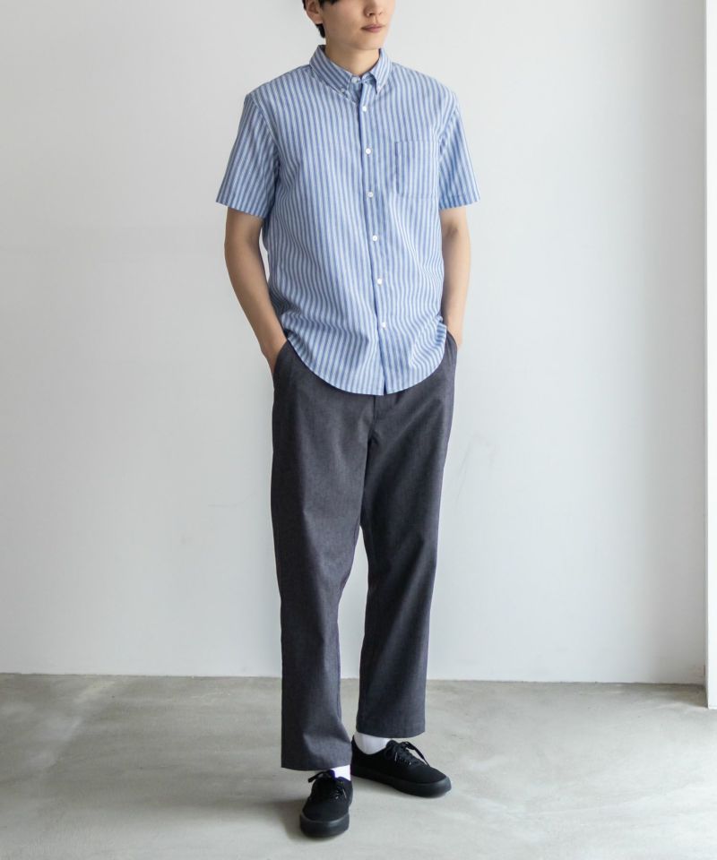NAVY COOLMAX リネン混ボタンダウン半袖シャツ メンズ商品画像-21