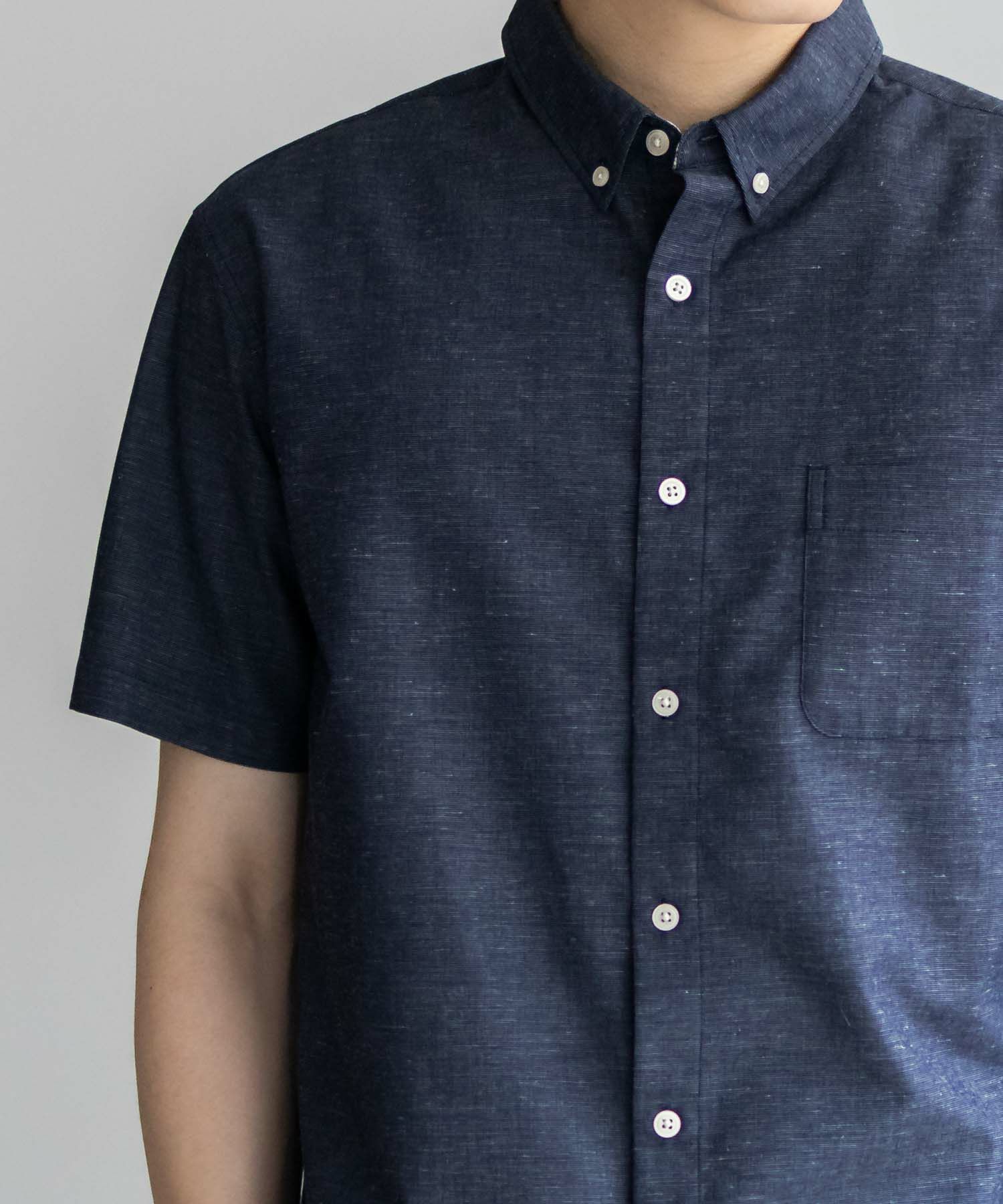NAVY COOLMAX リネン混ボタンダウン半袖シャツ メンズ商品サムネイル-23