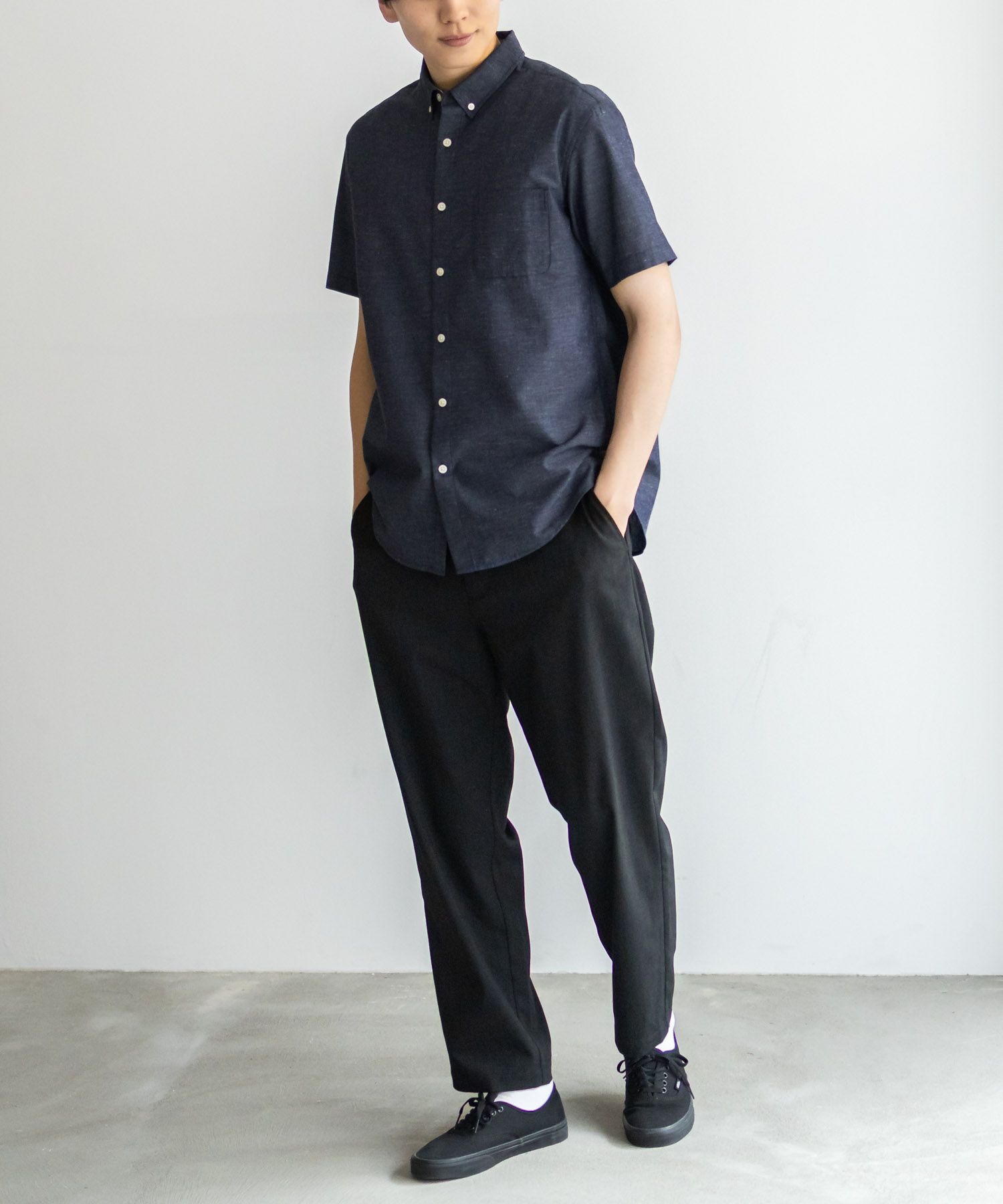 NAVY  COOLMAX リネン混ボタンダウン半袖シャツ メンズ商品サムネイル-26