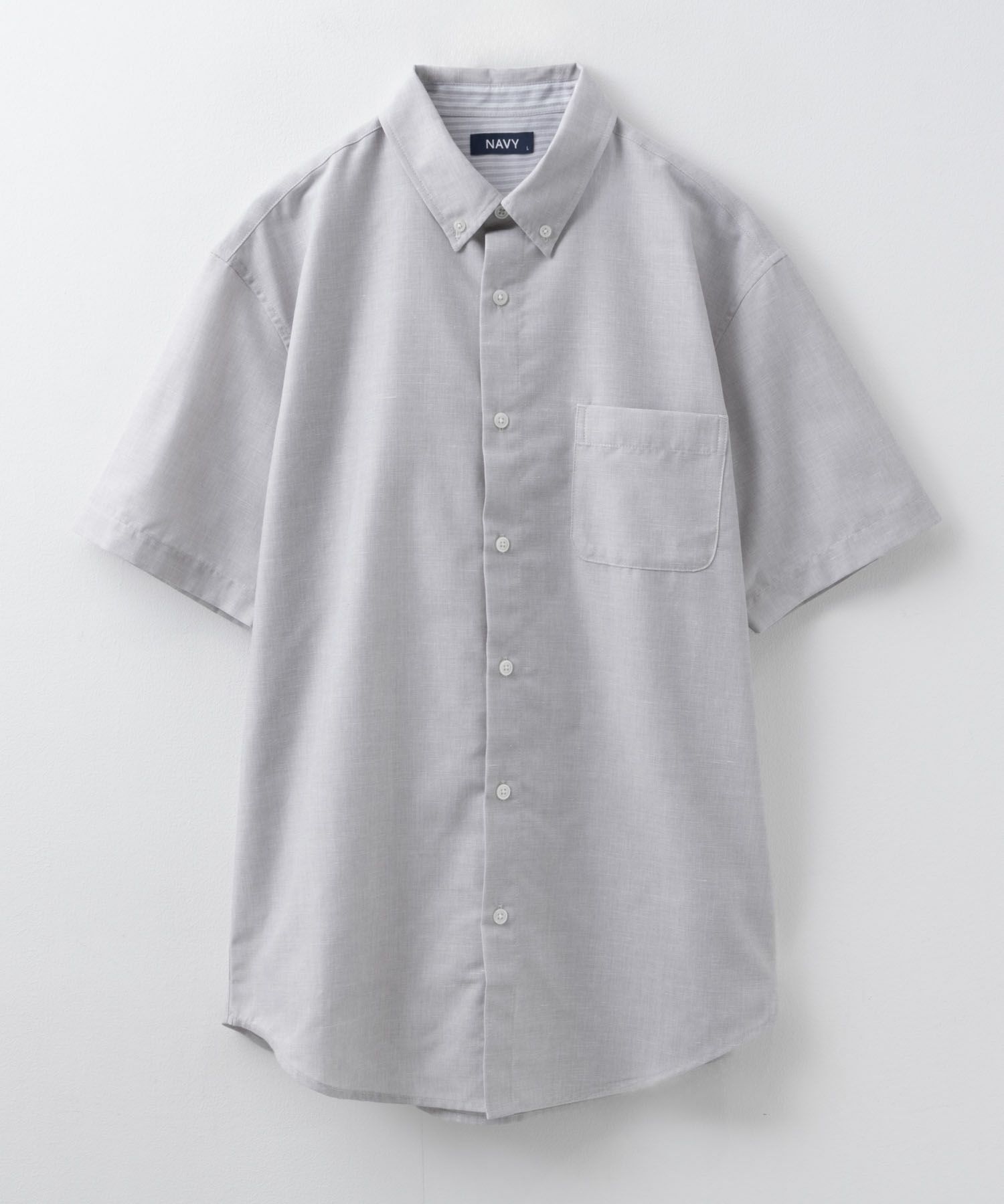 NAVY  COOLMAX リネン混ボタンダウン半袖シャツ メンズ商品サムネイル-29