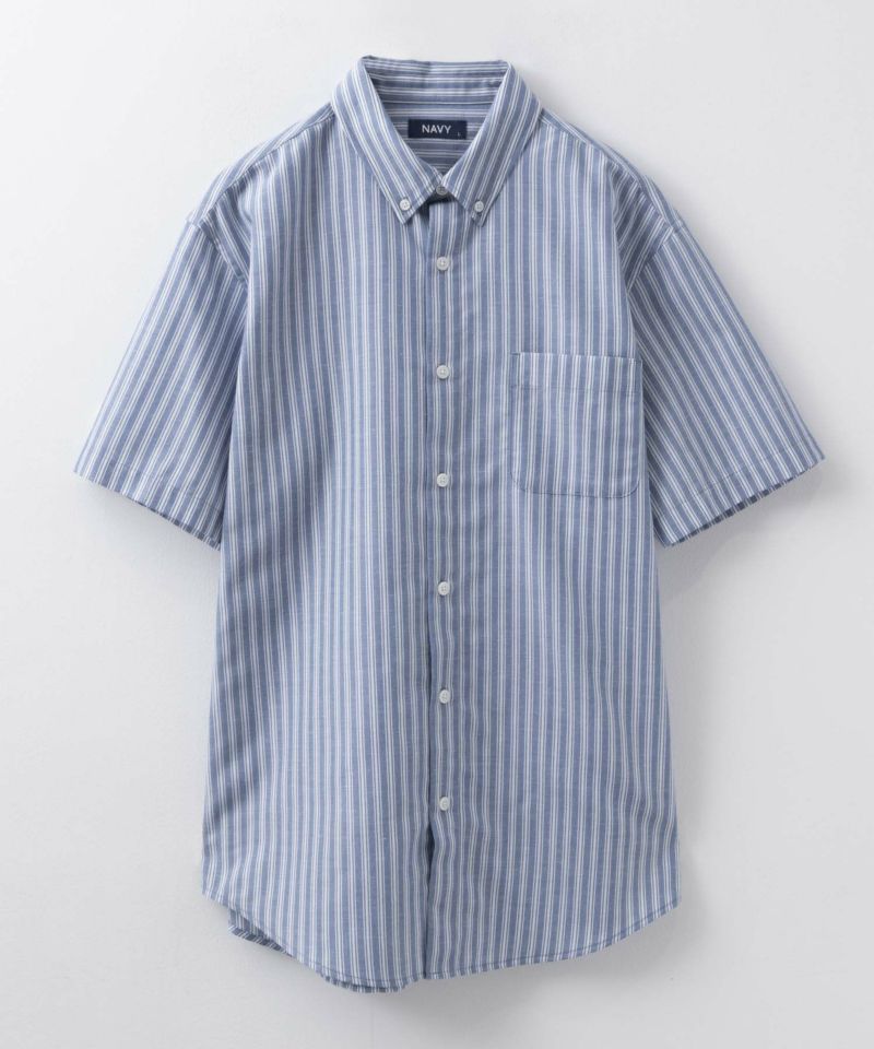 NAVY  COOLMAX リネン混ボタンダウン半袖シャツ メンズ商品画像-31