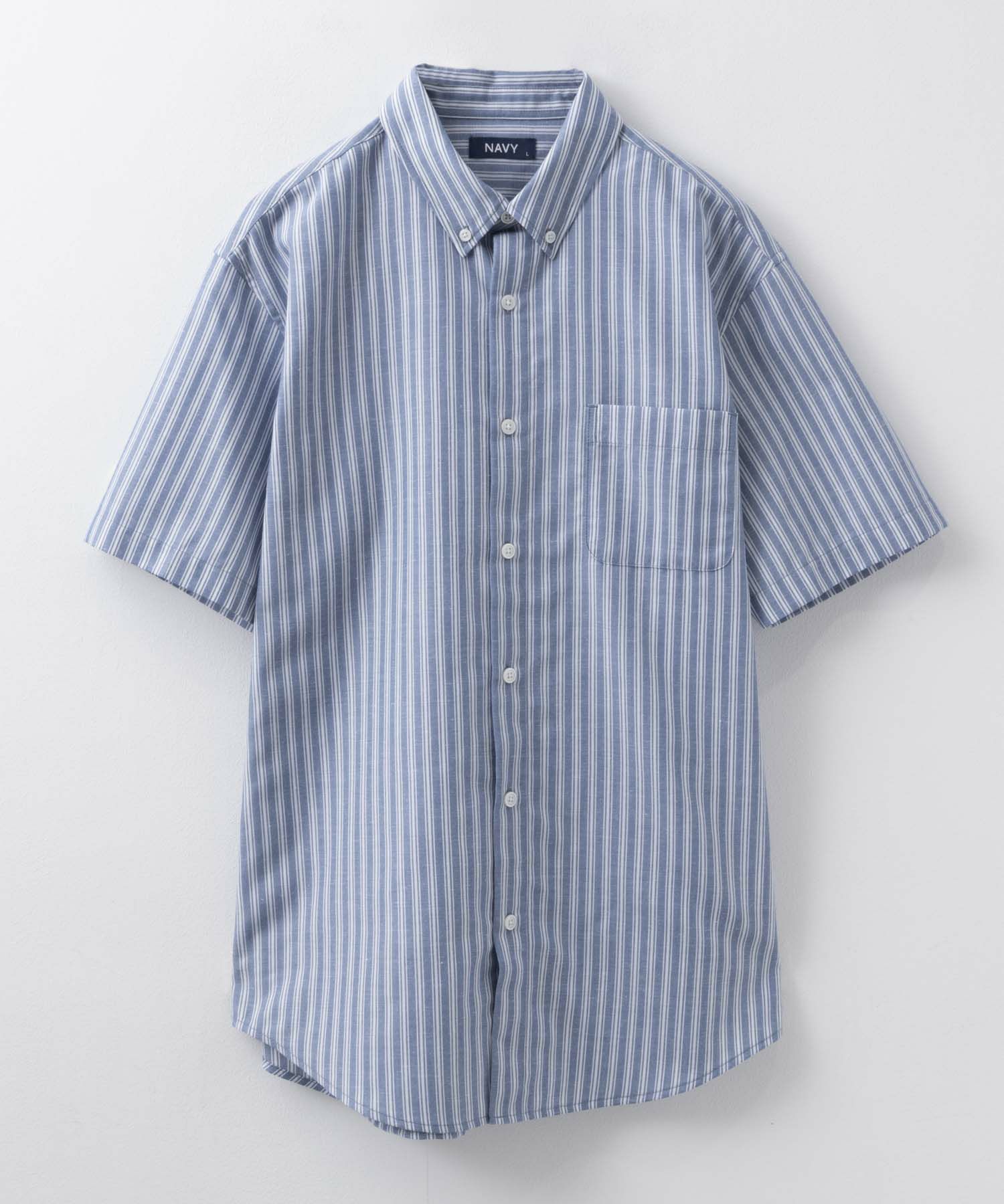 NAVY  COOLMAX リネン混ボタンダウン半袖シャツ メンズ商品サムネイル-31