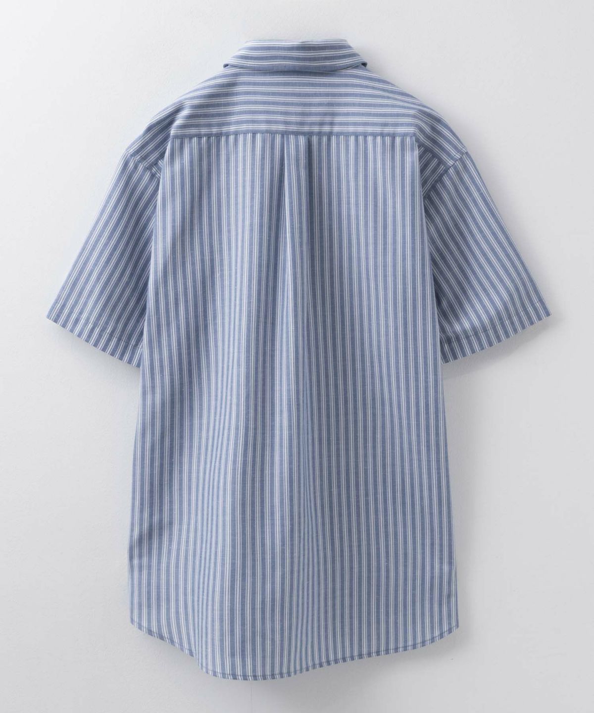 NAVY COOLMAX リネン混ボタンダウン半袖シャツ メンズ