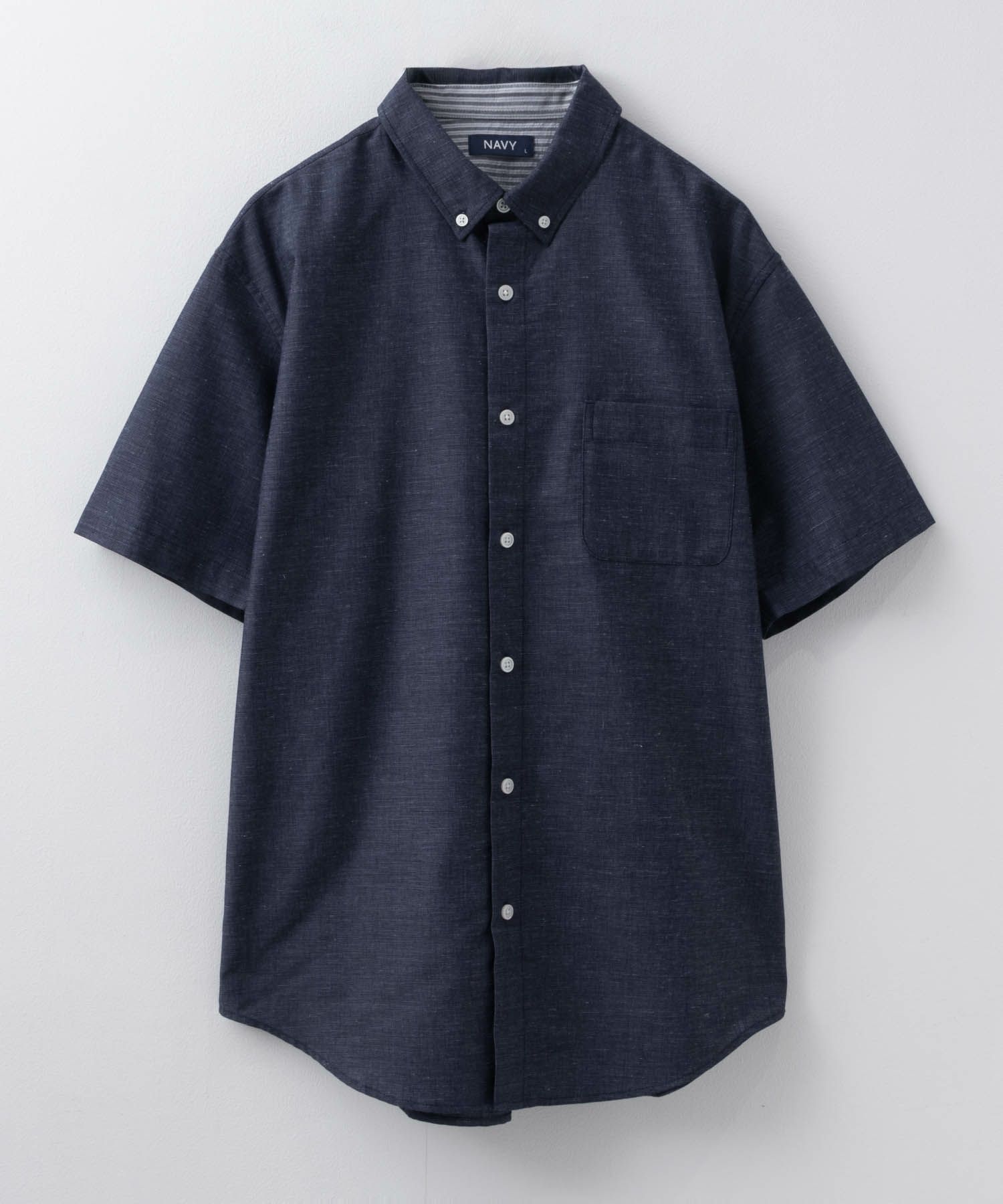 NAVY COOLMAX リネン混ボタンダウン半袖シャツ メンズ商品サムネイル-33
