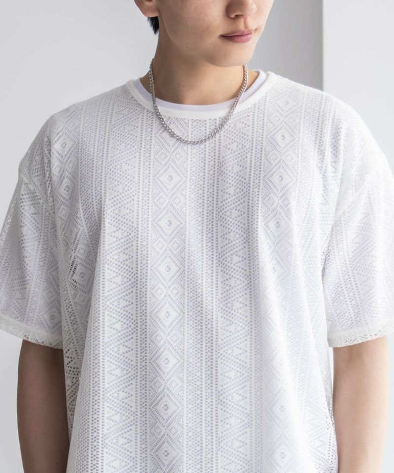 NOBLE PRODUCT  レースアンサンブルTシャツ アクセサリー付き メンズ ネコポス 対応商品商品画像-1