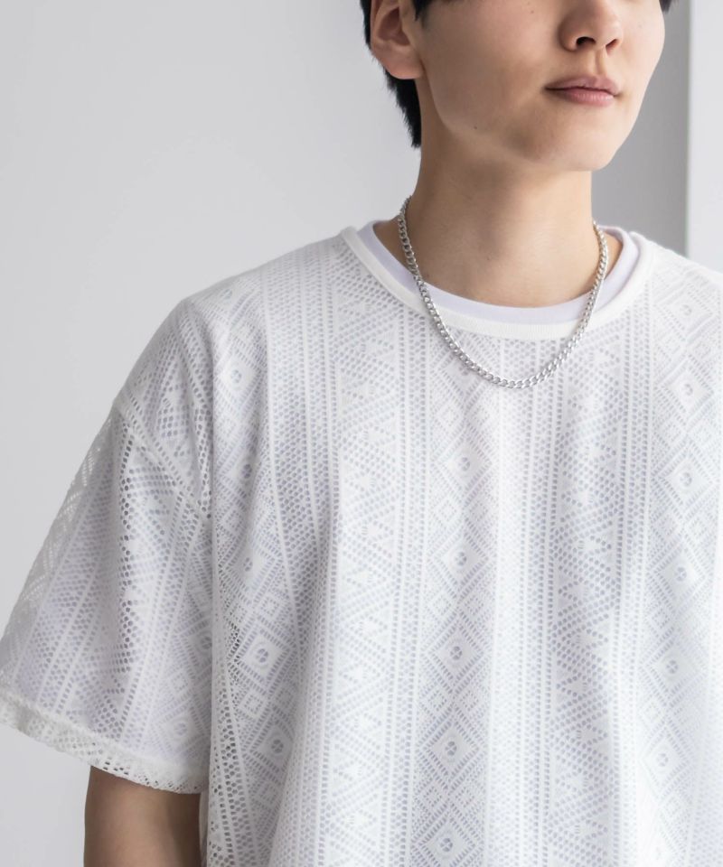 NOBLE PRODUCT  レースアンサンブルTシャツ アクセサリー付き メンズ メール便 対応商品商品画像-4