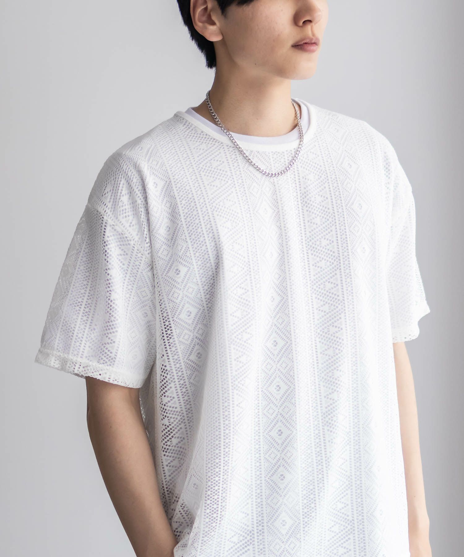 NOBLE PRODUCT レースアンサンブルTシャツ アクセサリー付き メンズ ネコポス 対応商品