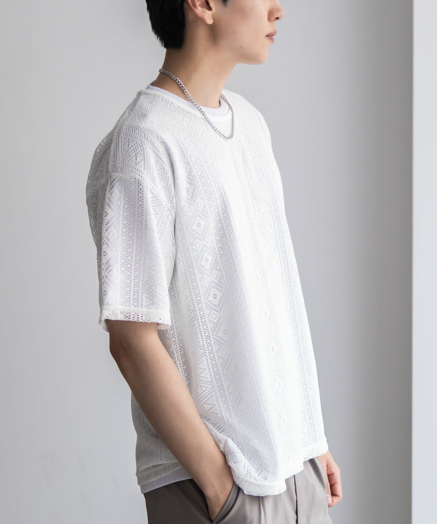 NOBLE PRODUCT レースアンサンブルTシャツ アクセサリー付き メンズ ネコポス 対応商品