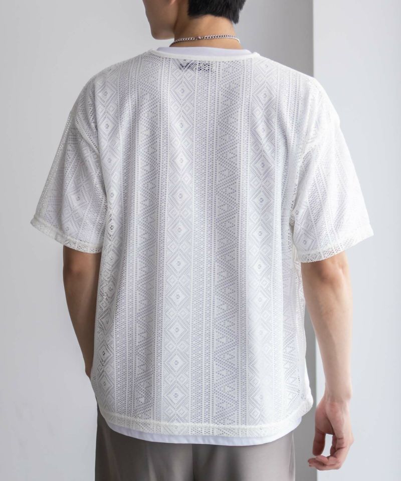 NOBLE PRODUCT レースアンサンブルTシャツ アクセサリー付き メンズ メール便 対応商品商品画像-8