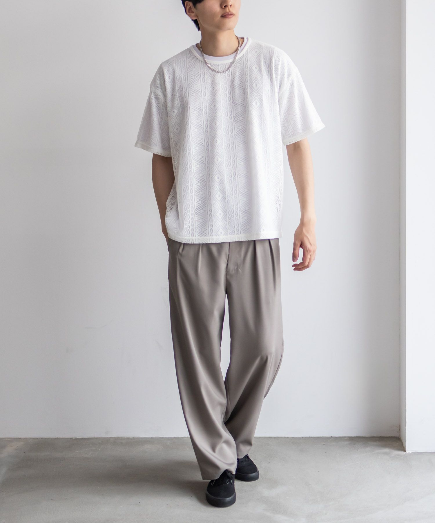 NOBLE PRODUCT  レースアンサンブルTシャツ アクセサリー付き メンズ メール便 対応商品商品画像-9