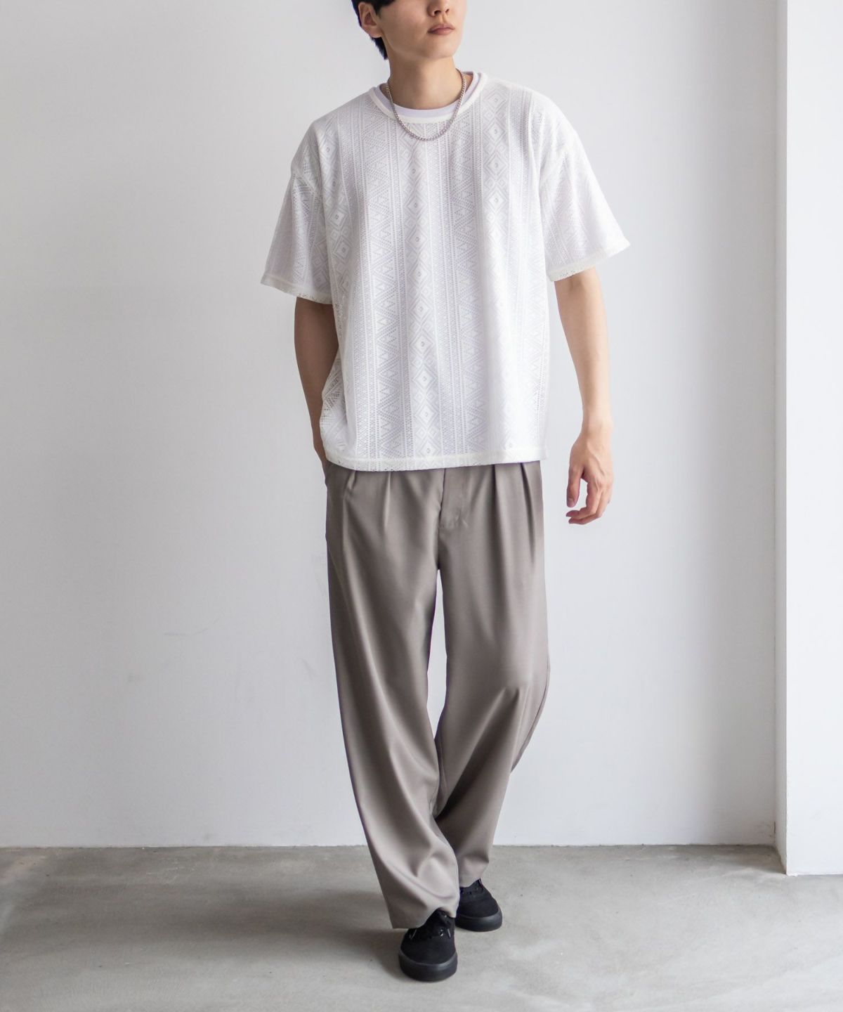 NOBLE PRODUCT レースアンサンブルTシャツ アクセサリー付き メンズ ネコポス 対応商品