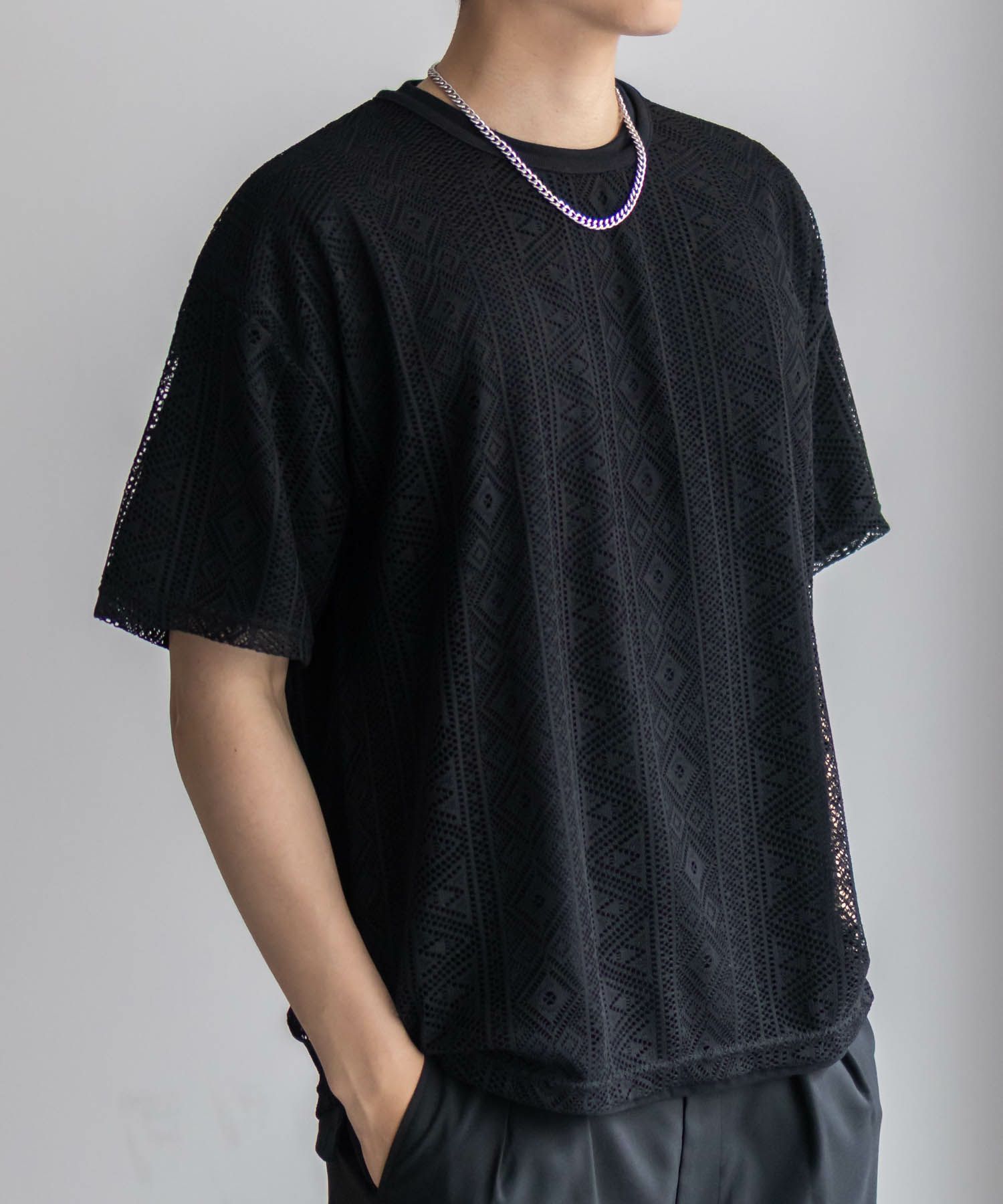 NOBLE PRODUCT レースアンサンブルTシャツ アクセサリー付き メンズ ネコポス 対応商品