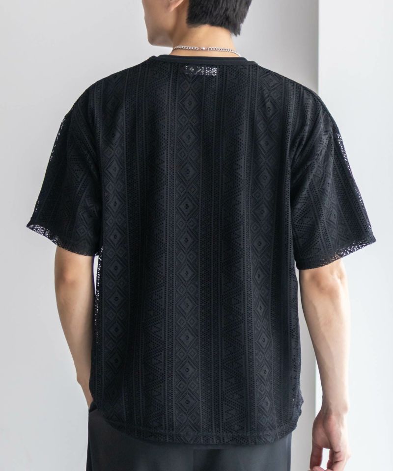 NOBLE PRODUCT レースアンサンブルTシャツ アクセサリー付き メンズ メール便 対応商品商品画像-13