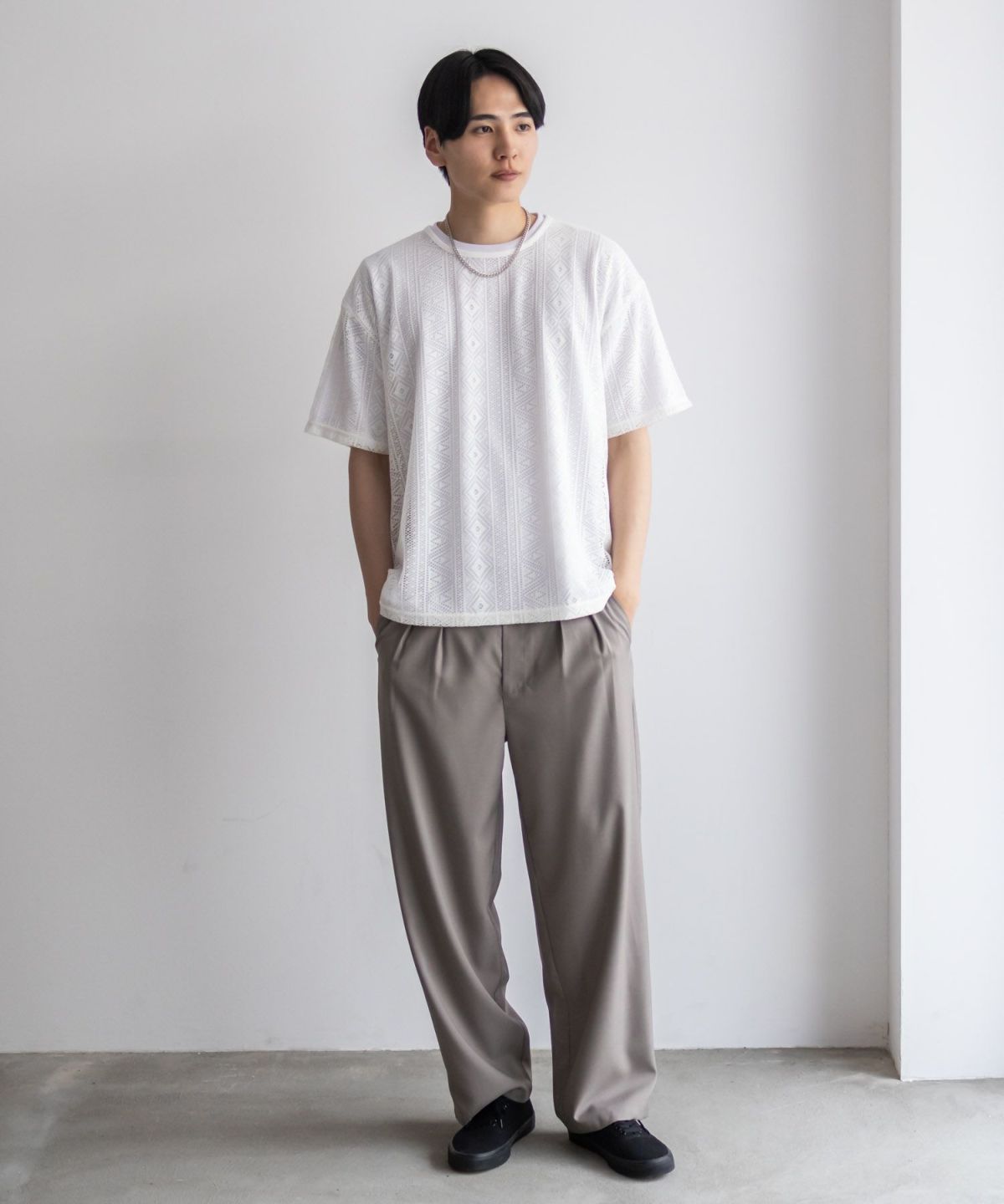 NOBLE PRODUCT レースアンサンブルTシャツ アクセサリー付き メンズ ネコポス 対応商品