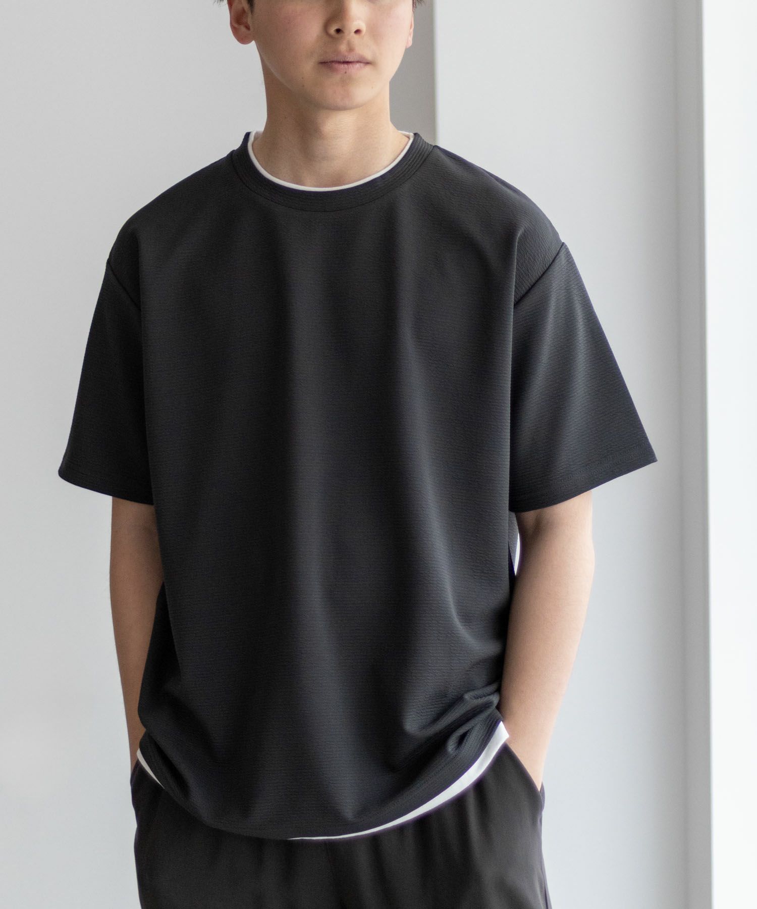 NAVY SARARI 接触冷感フェイクレイヤードTシャツ メンズ ネコポス 対応商品